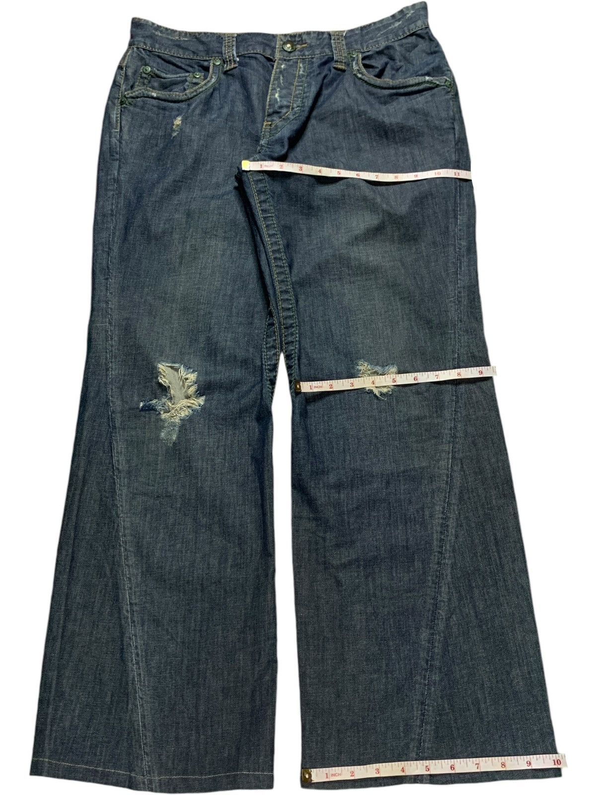 Japanese Brand × Tornado Mart Vintage Japanese Brand Button Fly Distressed Bootcut Jeans Size US 34 / EU 50 - 13 Thumbnail