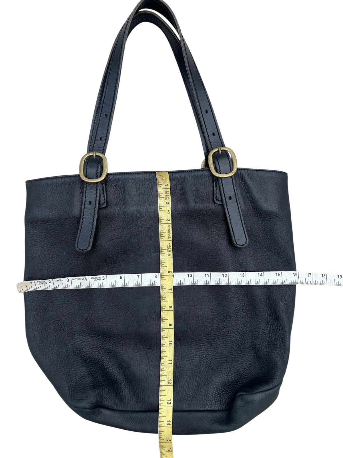 Leather Slow Motion Japan Patina Black Leather Tote Bag Size ONE SIZE - 2 Thumbnail