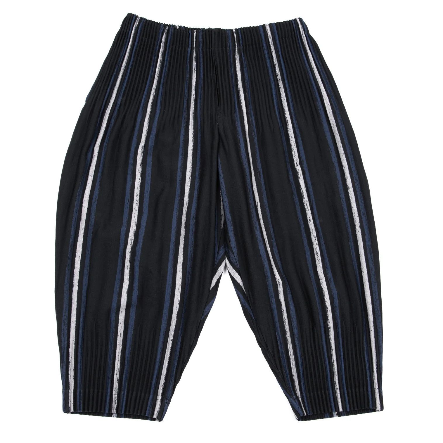 Issey Miyake Pleated Stripe Trousers in Navy Blue and Other Colors Size US 36 / EU 52 - 1 Thumbnail