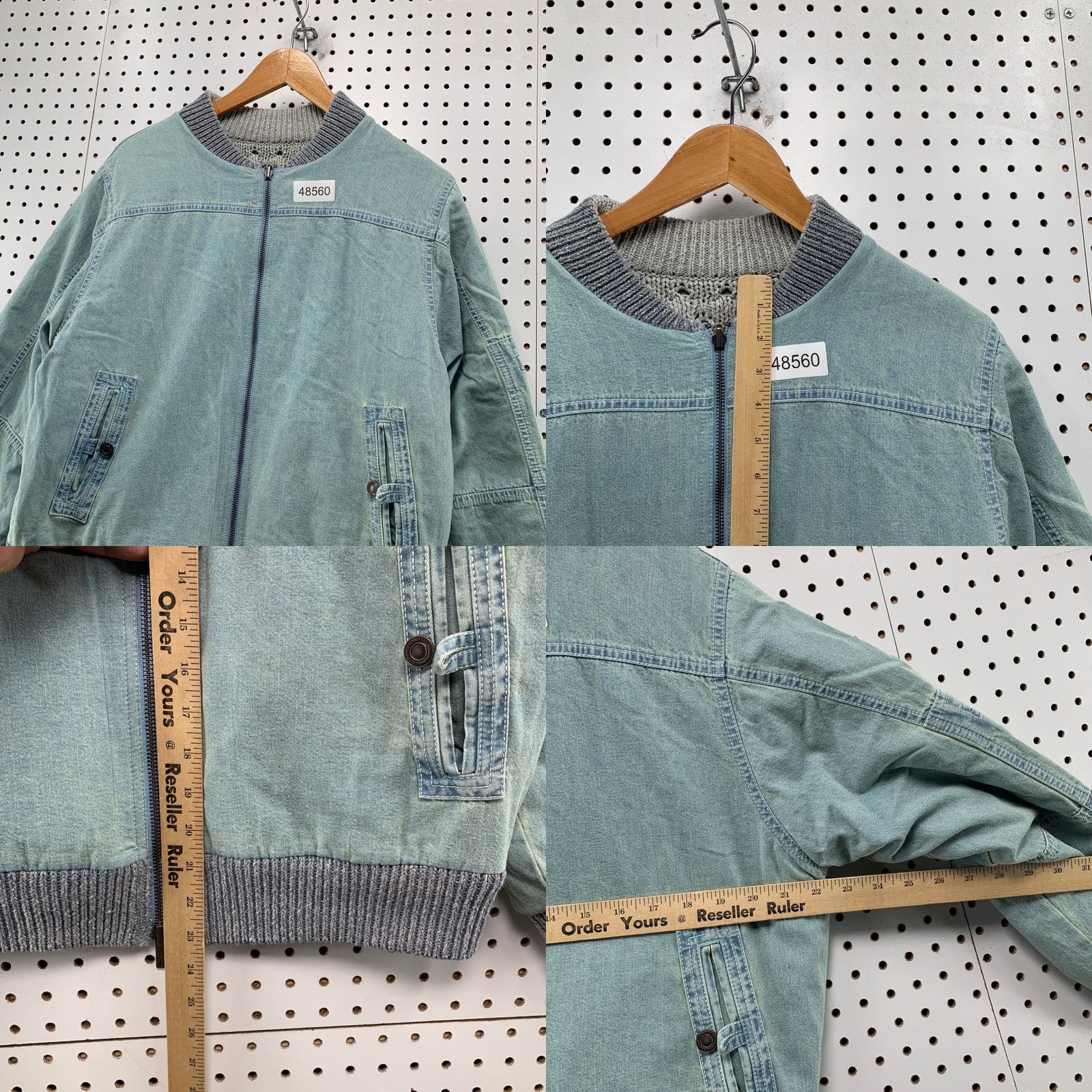 Vintage Lafayette 148 Bomber Jacket Women Medium Blue Reversible Linen Cotton Knit Size M / US 6-8 / IT 42-44 - 8 Thumbnail