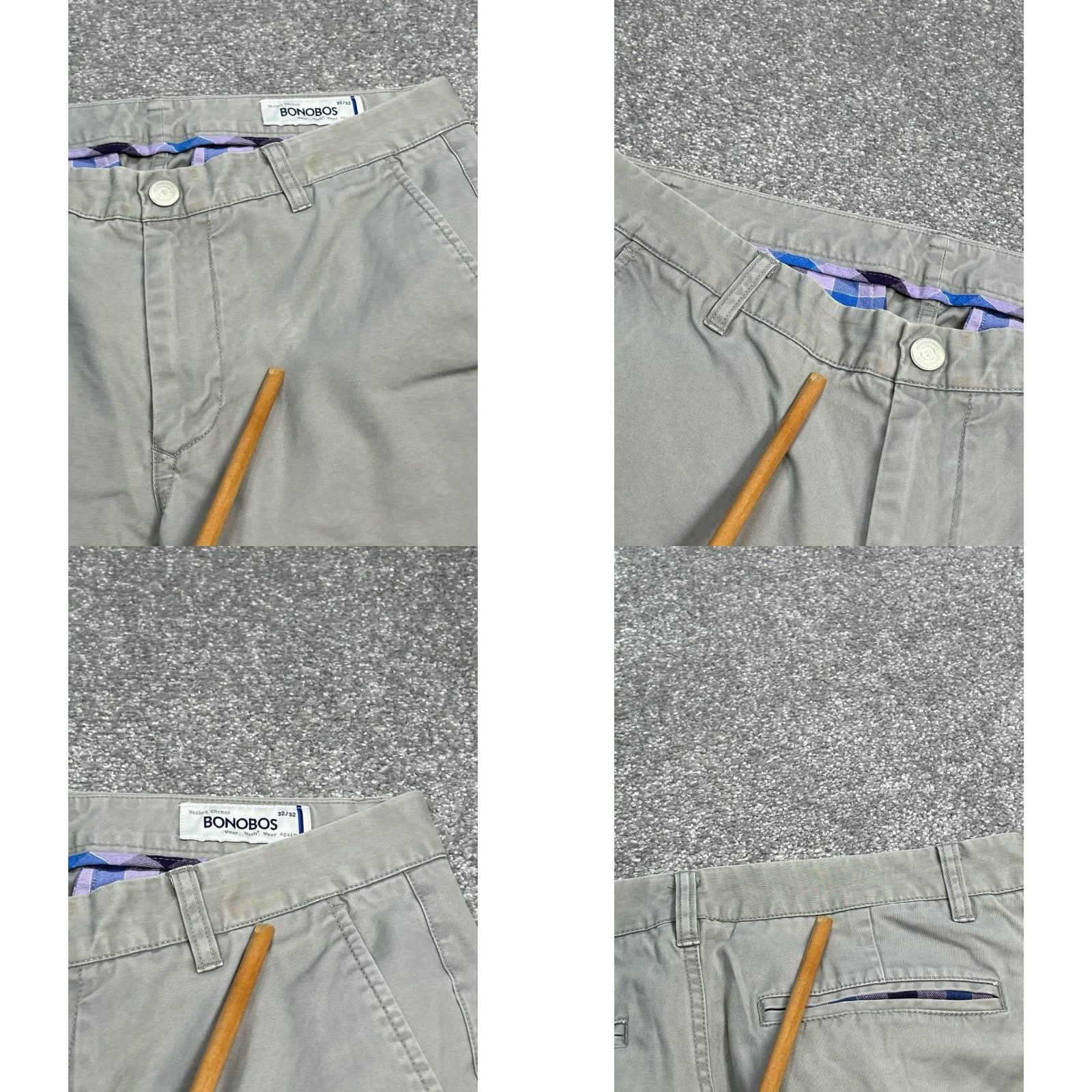 Bonobos Bonobos Slim Chino Pants Mens 32 Gray Cotton Low Rise Flat Front Straight Size US 32 / EU 48 - 8 Thumbnail