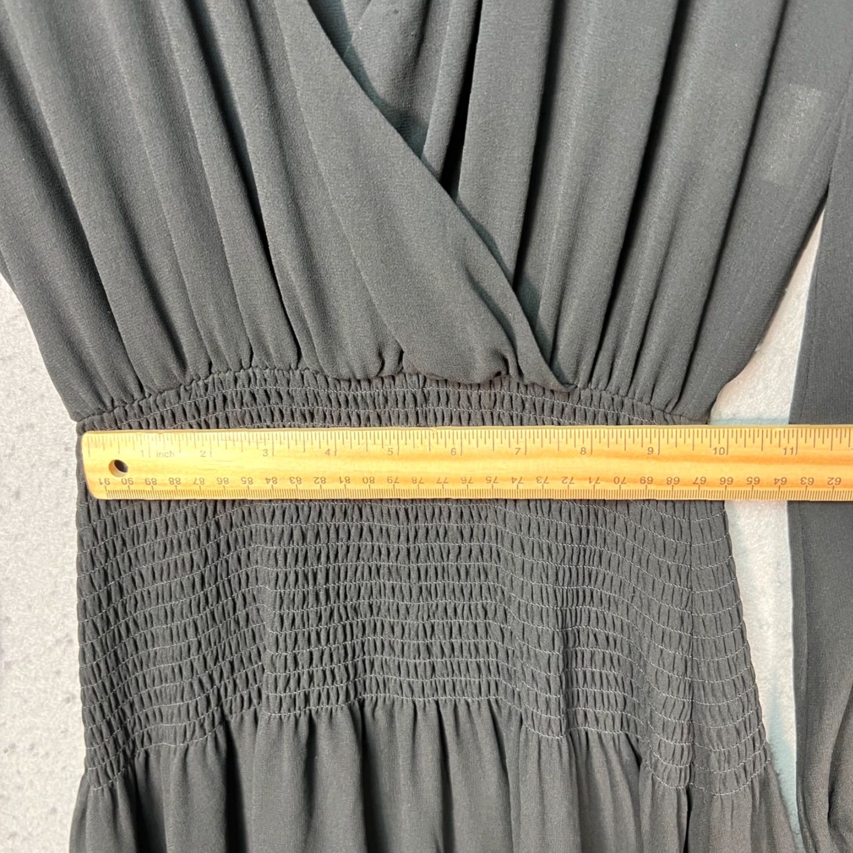 Vintage Wilfred Dress Womens A-Line Midi Black Smocked Waist Long Sleeve V-Neck Size XXS 2XS Casual Winter Spring Summer Fall Size XXS / US 00 / IT 34 - 7 Thumbnail