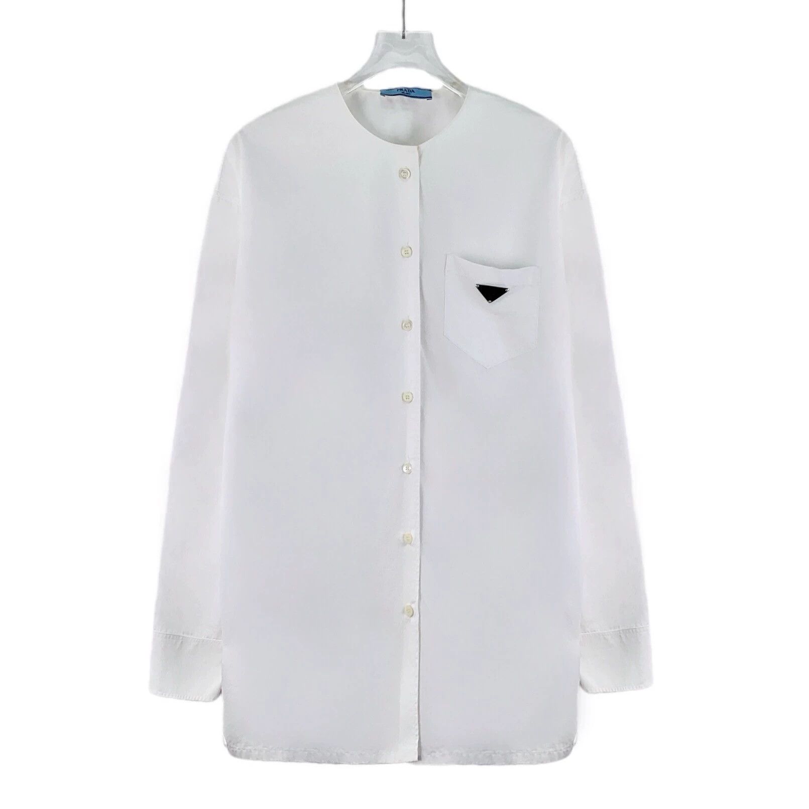 Prada Prada Cotton Crew Neck Single-Breasted Long-Sleeve Shirt Size XS / US 0-2 / IT 36-38 - 1 Thumbnail