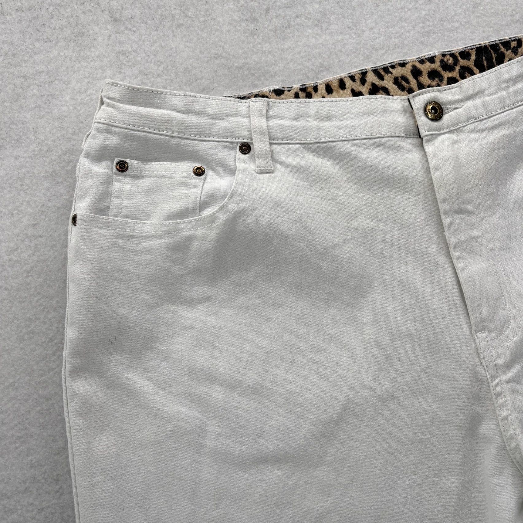 Denime DG2 by Diane Gilman Rhinestone Straight Jeans Womens 22W White Stretch Denim Jeans Size 40" / US 18 - 2 Thumbnail