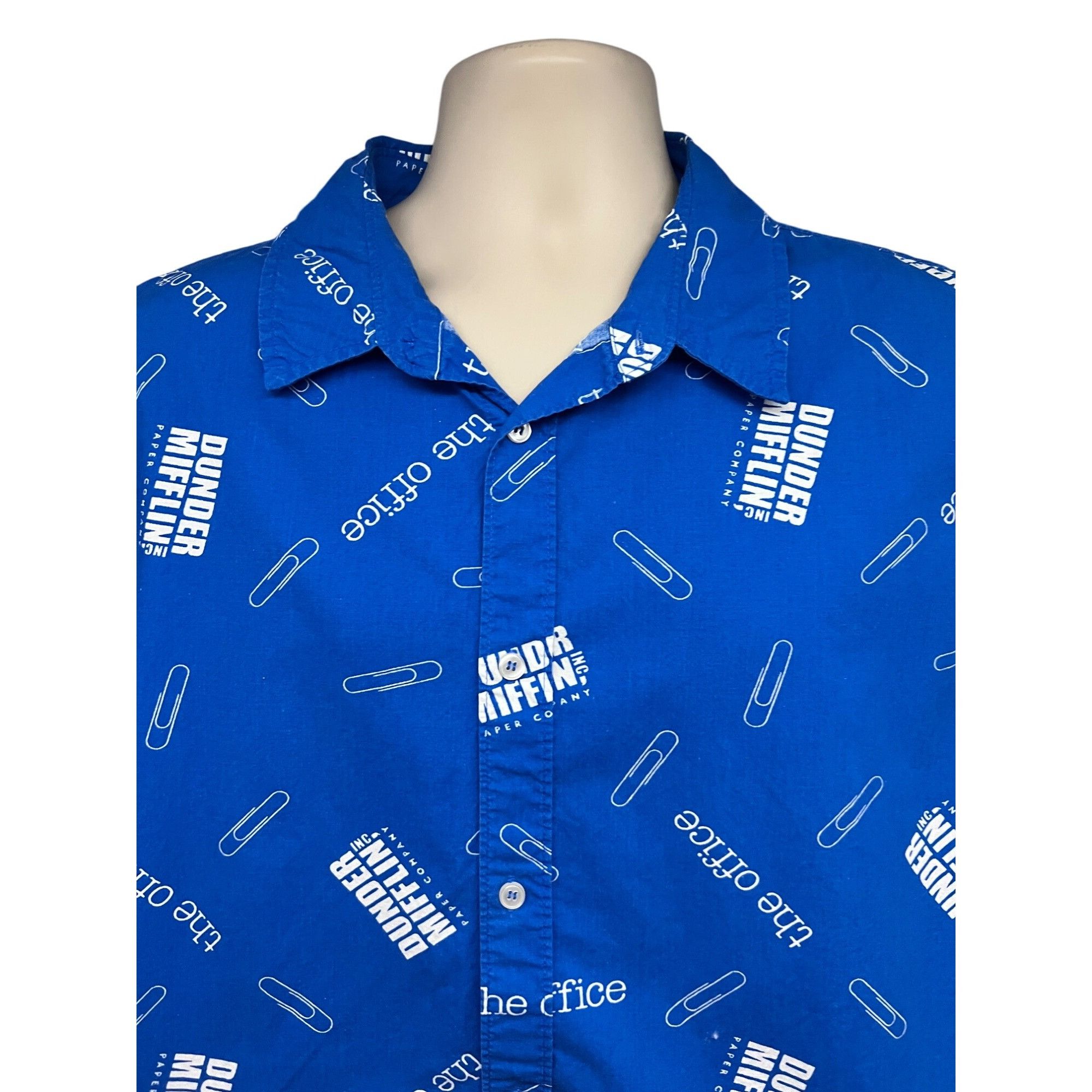 Other The Office Dunder Mifflin TV Comedy Mens Blue Button Up Shir Size US XL / EU 56 / 4 - 4 Thumbnail