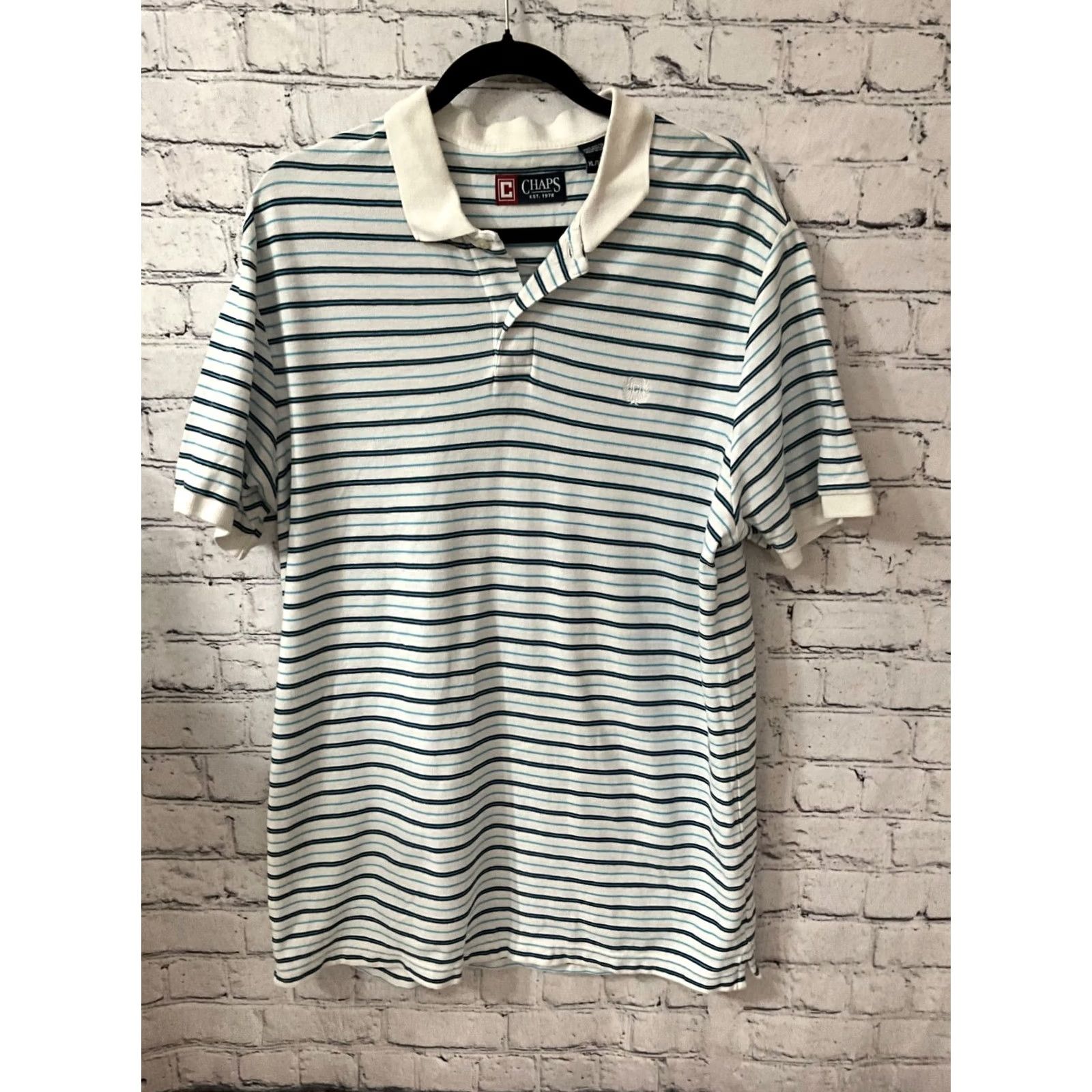 Chaps VINTAGE CHAPS RALPH LAUREN MENS POLO XL Blue Striped Short Sleeve Collared Logo Polo Golf Mens XL Size US XL / EU 56 / 4 - 3 Thumbnail
