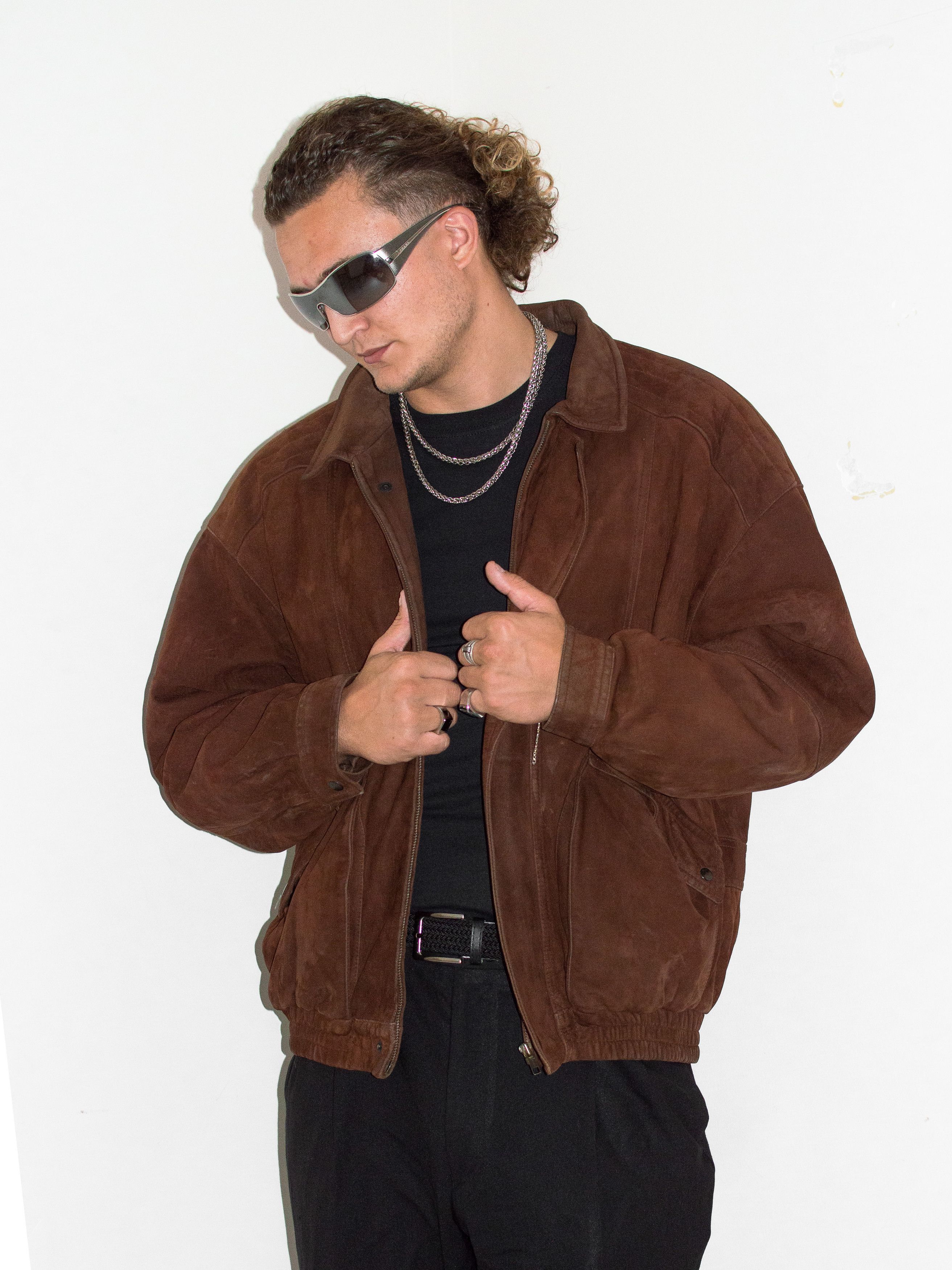 Japanese Brand Vintage 90s Oversize Khaki Brown Real Leather Jacketb Size US XL / EU 56 / 4 - 1 Thumbnail