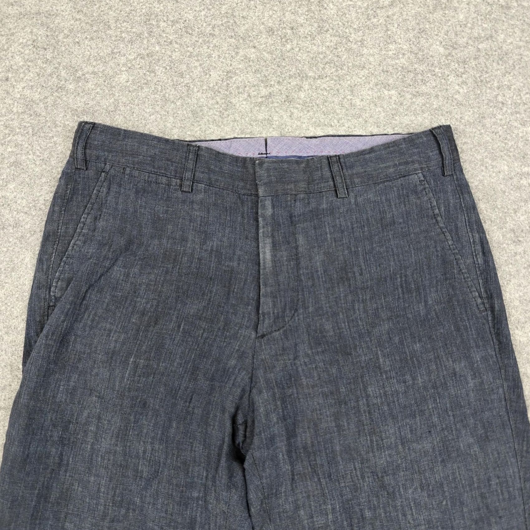 Vintage Emile Lafaurie Pants Mens 30x27 Blue Linen Dress Straight Leg Lightweight Dress Pants Blue Linen Pants Mens 30 27 Slim? Size US 30 / EU 46 - 2 Thumbnail