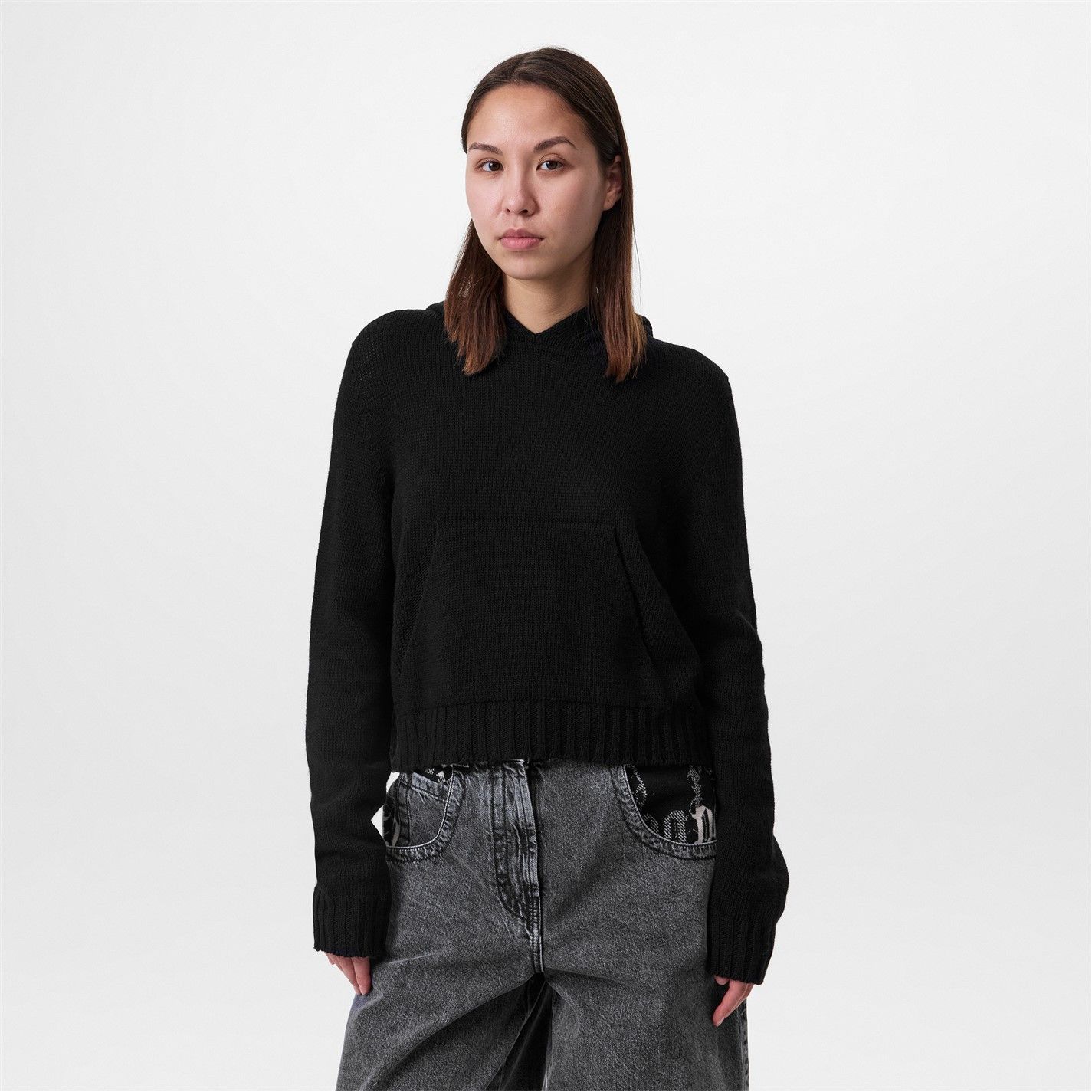 Palm Angels o1g2r1mq0325 Knit Hoodie in Black Size XS / US 0-2 / IT 36-38 - 2 Thumbnail
