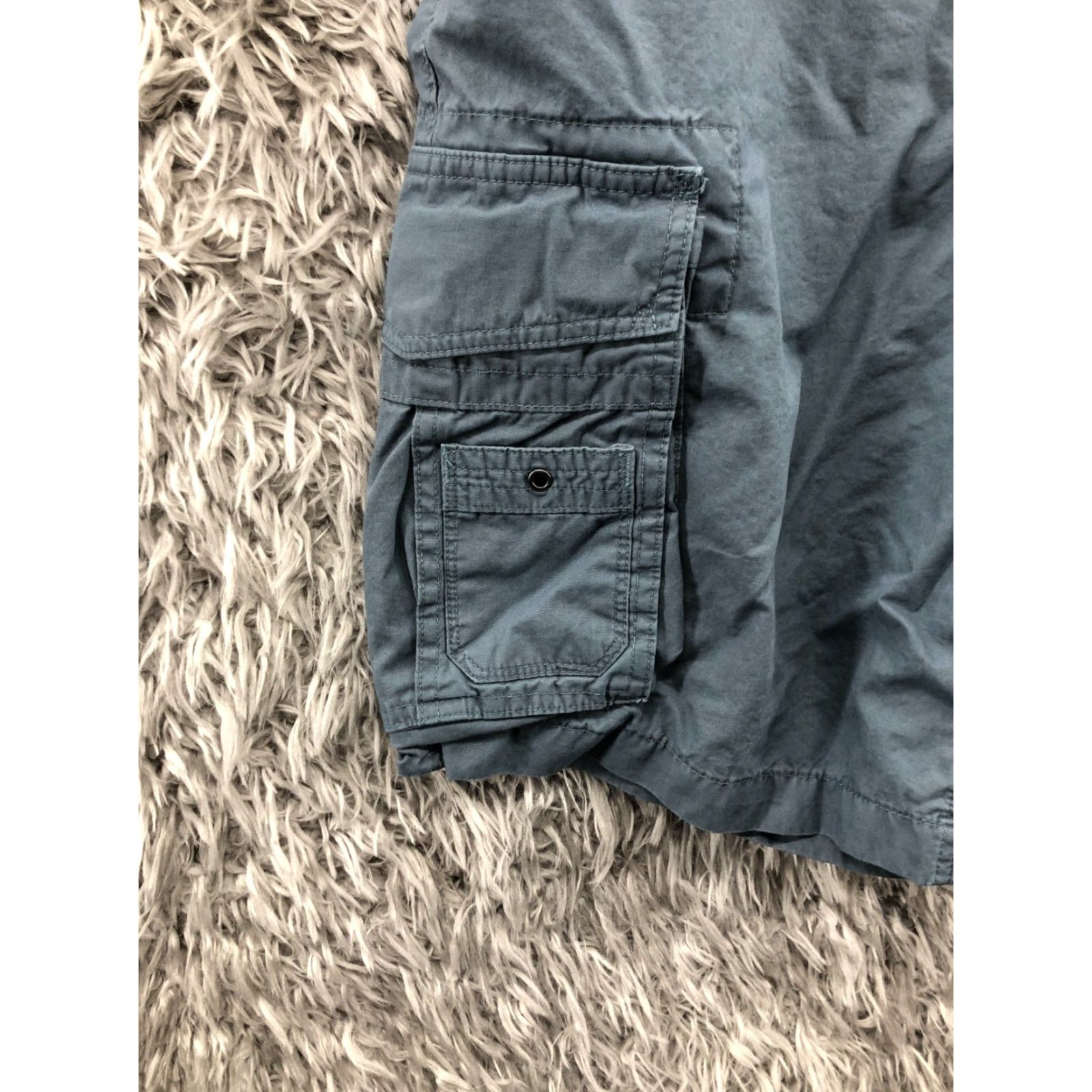 Dockers DOCKERS Cargo Shorts Mens 36 Mid Rise Dark Wash Blue Khaki 5-Pocket Regular Inseam 10in Cotton Blend Knit Image: Logo Casual Summer Spring Fall Mens Size US 36 / EU 52 - 5 Thumbnail