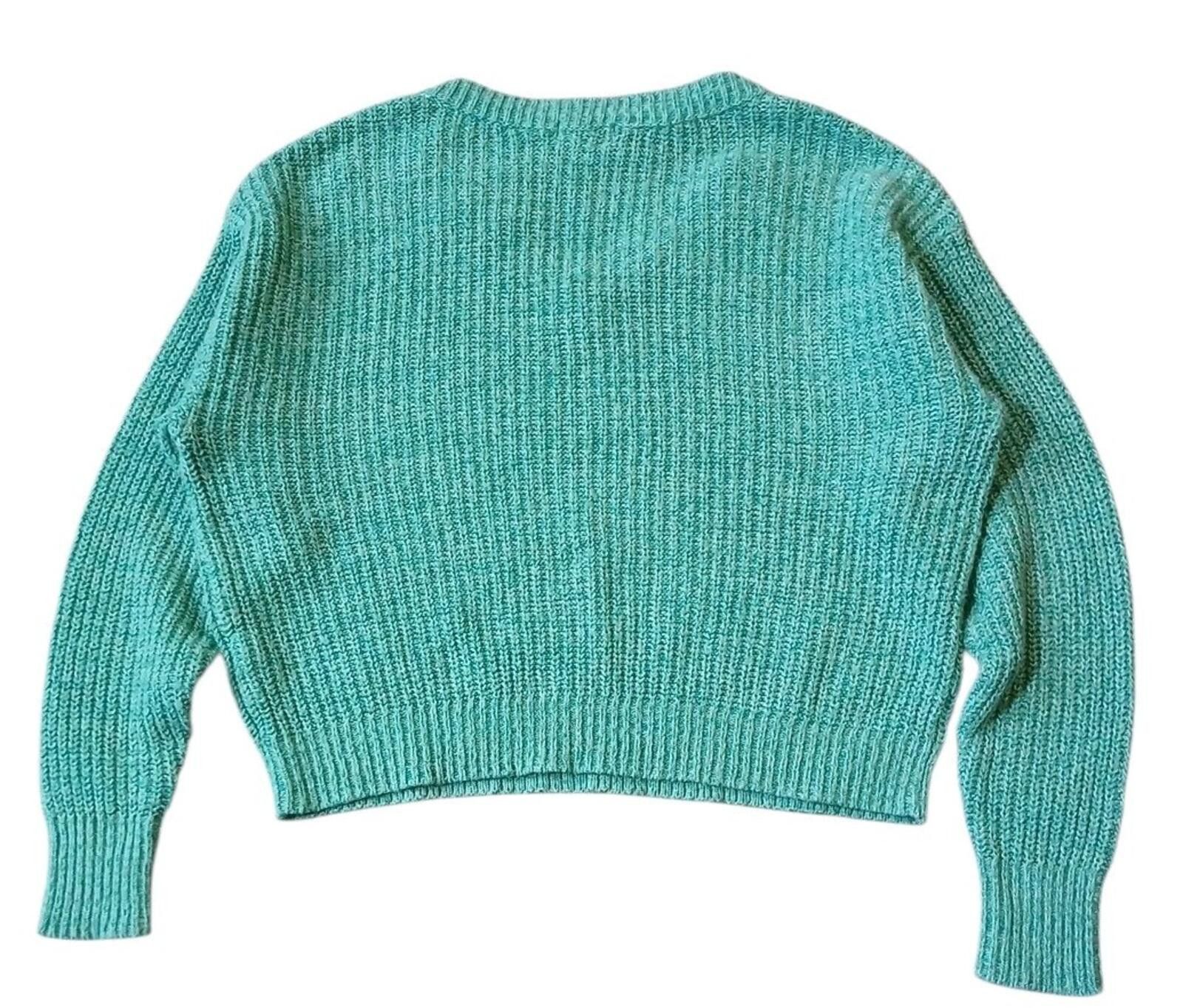 BP. BP Green Pull Over V-Neck Sweater Women’s Medium Cropped Size M / US 6-8 / IT 42-44 - 3 Thumbnail