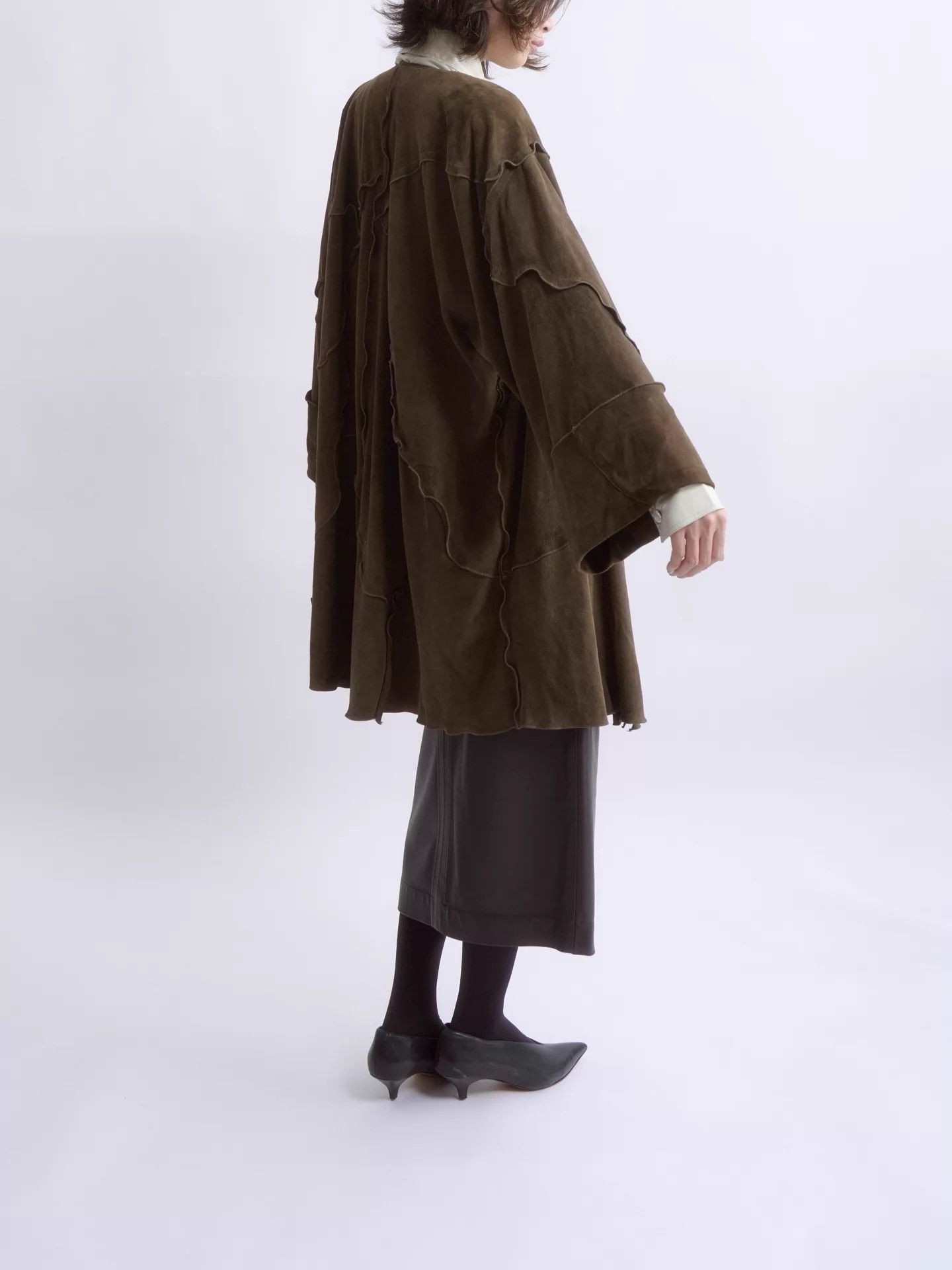Krizia KRIZIA 80s-90s 3D paneled stitch-pleated sheepskin coat Size XL / US 12-14 / IT 48-50 - 5 Thumbnail