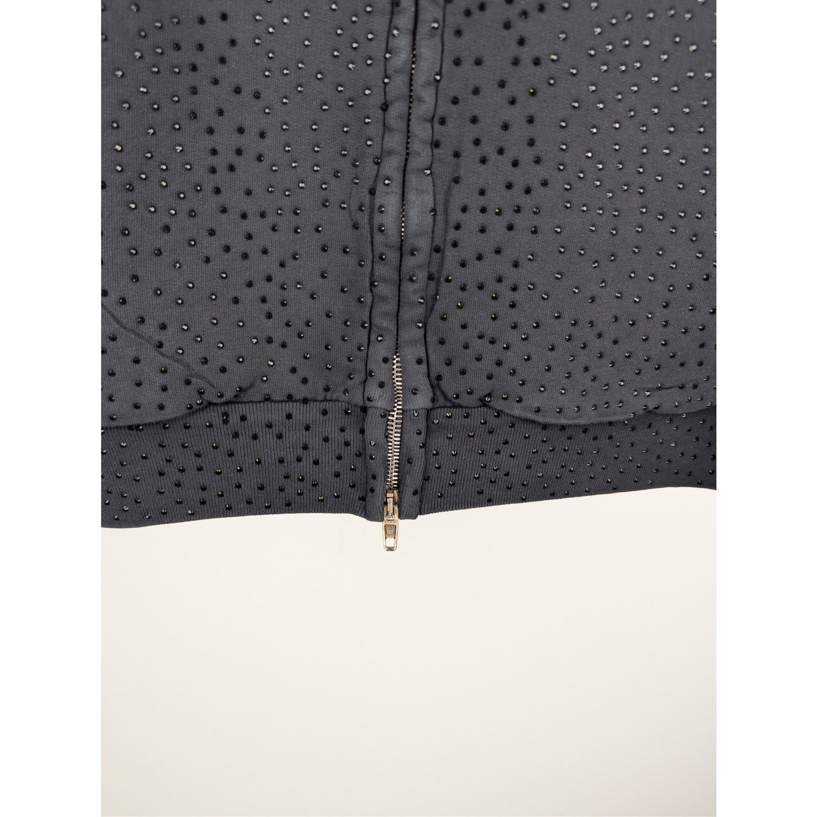 Balenciaga o1rshd1 Crystal-Embellished Small Zip-Up Hoodie Washed Black Size US M / EU 48-50 / 2 - 8 Thumbnail