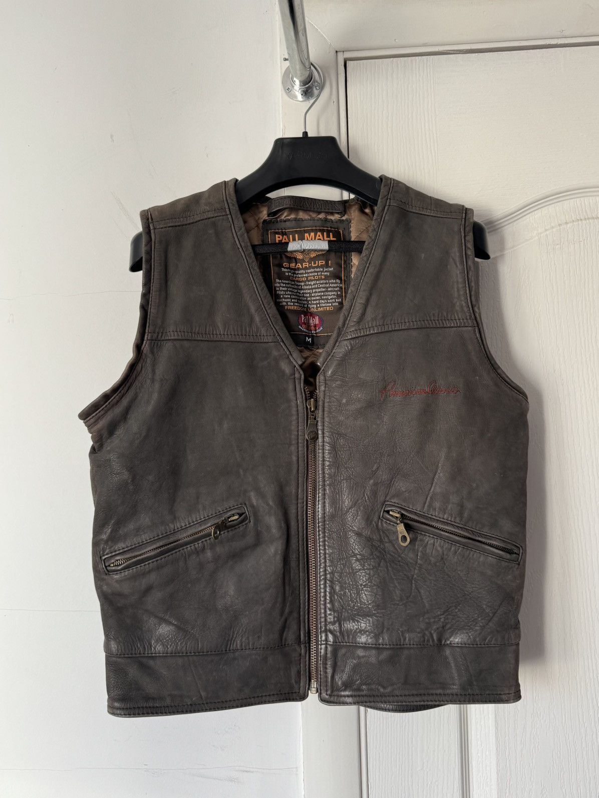Vintage Vintage 90s Pall Mall Leather Brown Vest Jacket Size US M / EU 48-50 / 2 - 3 Thumbnail