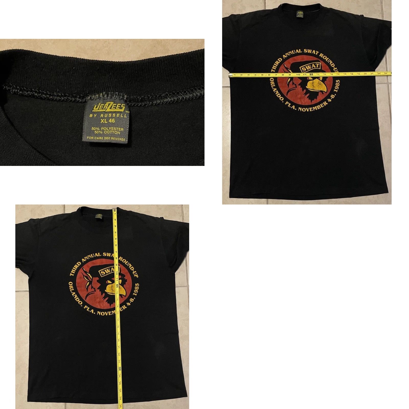 Vintage VINTAGE 80s SWAT Team Round Up Faded Shirt L Black Single Stitch Graphic Tee Mens Size US L / EU 52-54 / 3 - 9 Thumbnail