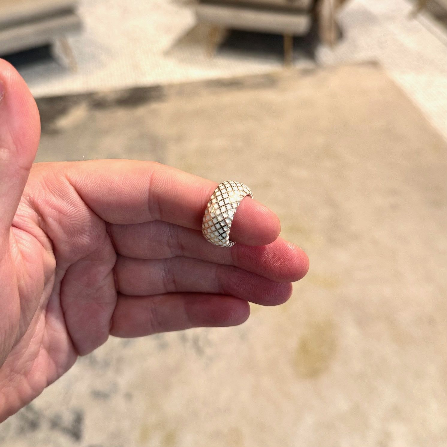 Gucci Gucci 18k Gold White Enamel Diamantissima Ring Size ONE SIZE - 8 Thumbnail