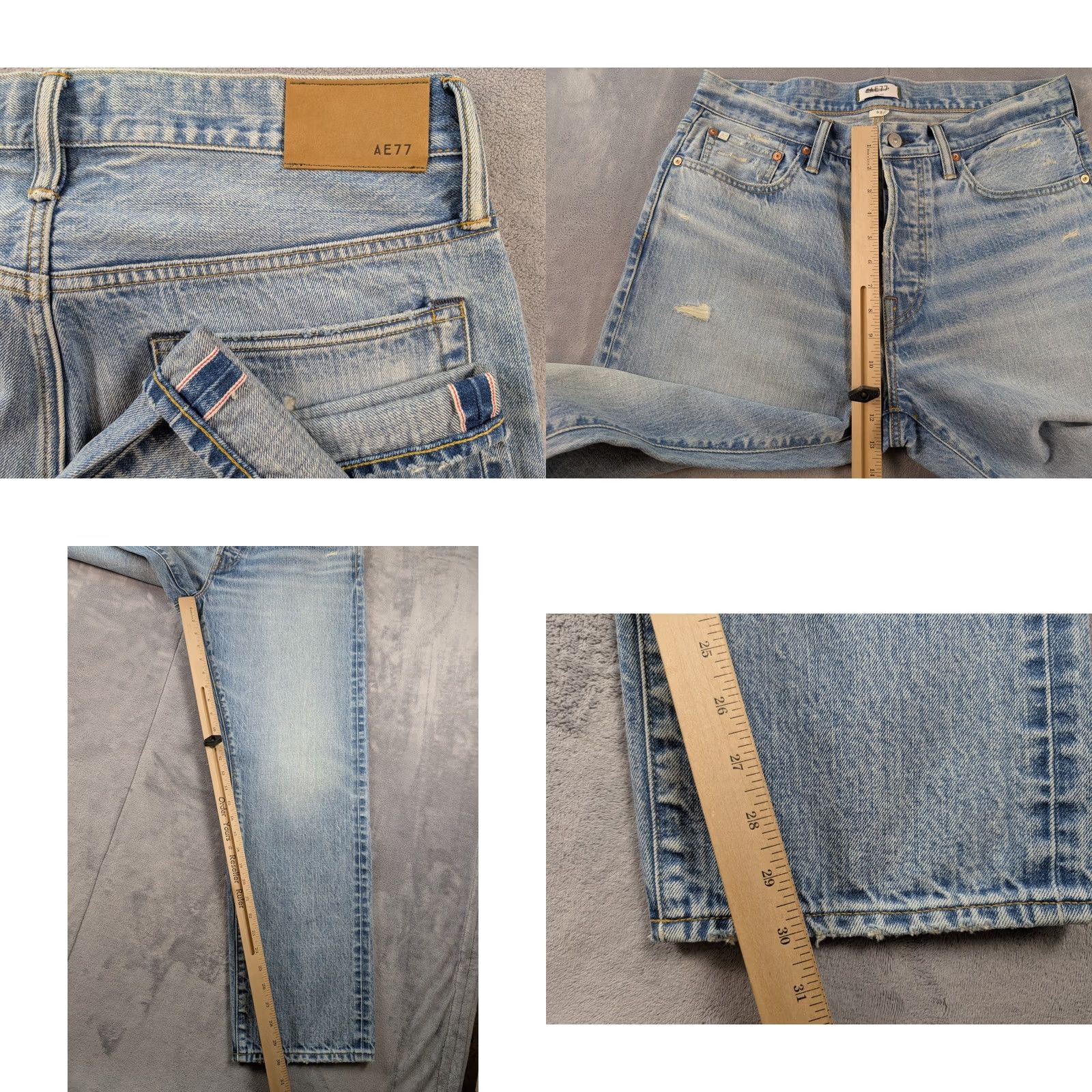 American Eagle Outfitters American Eagle Outfitters Jeans Mens 32x30 Light Blue Wash Button Fly Denim Slim Selvedge 5-Pocket Blue 32 Inseam Mid Rise Straight Regular Mens Jeans Size US 32 / EU 48 - 8 Thumbnail