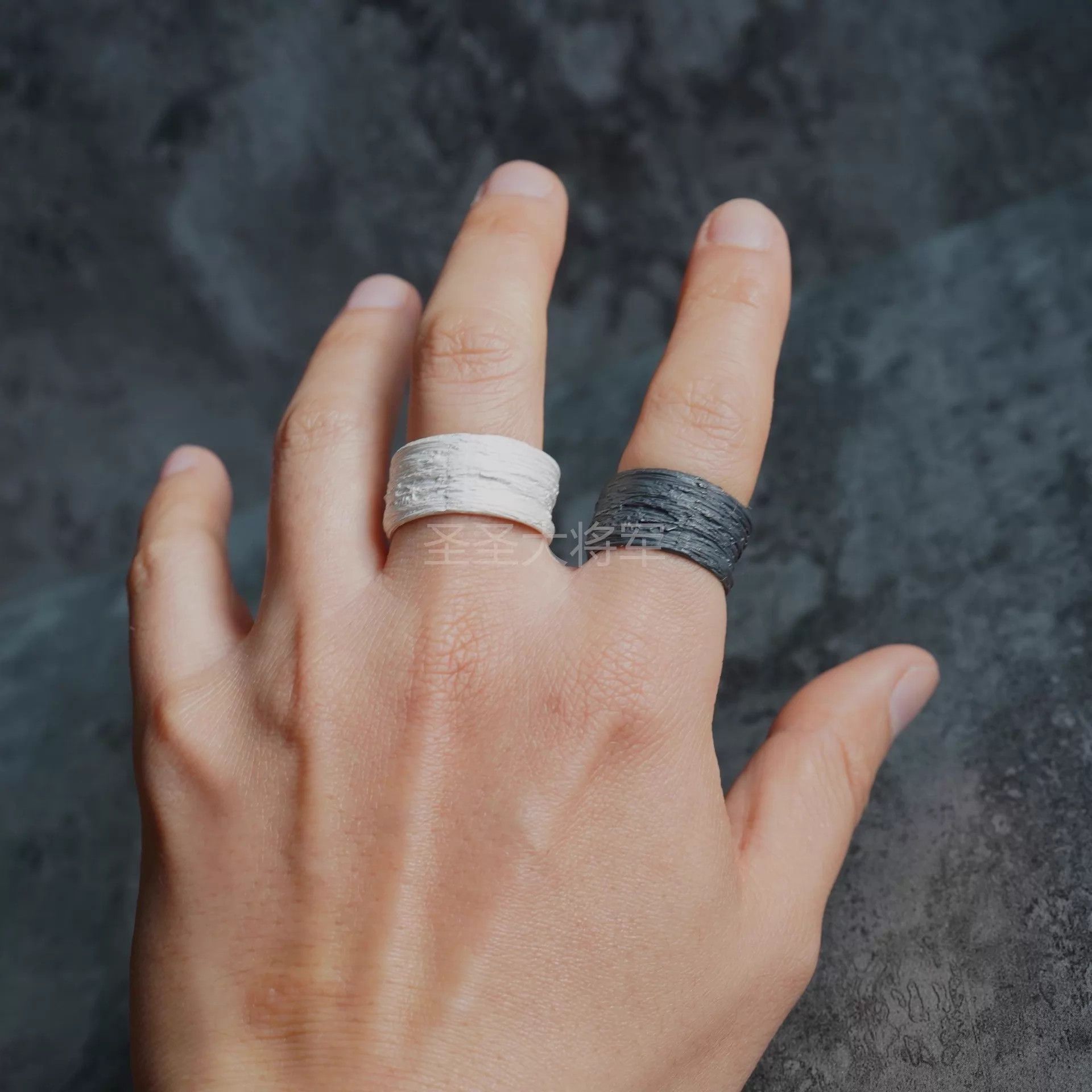DETAJ Detaj Hairline Silver Black/White Ring Blk 13,15; Size ONE SIZE - 5 Thumbnail