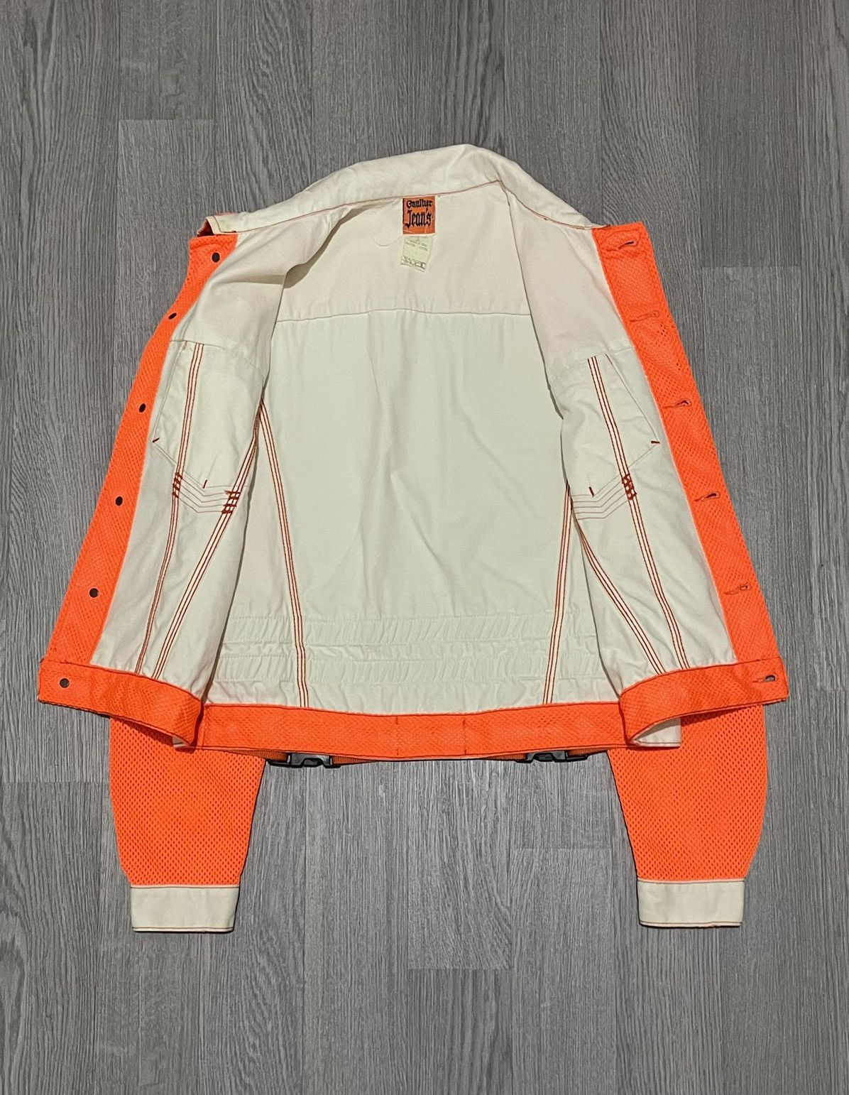 Jean Paul Gaultier Jean Paul Gaultier Jeans Orange & Cream Mesh Sleeve Jacket Size US S / EU 44-46 / 1 - 4 Thumbnail