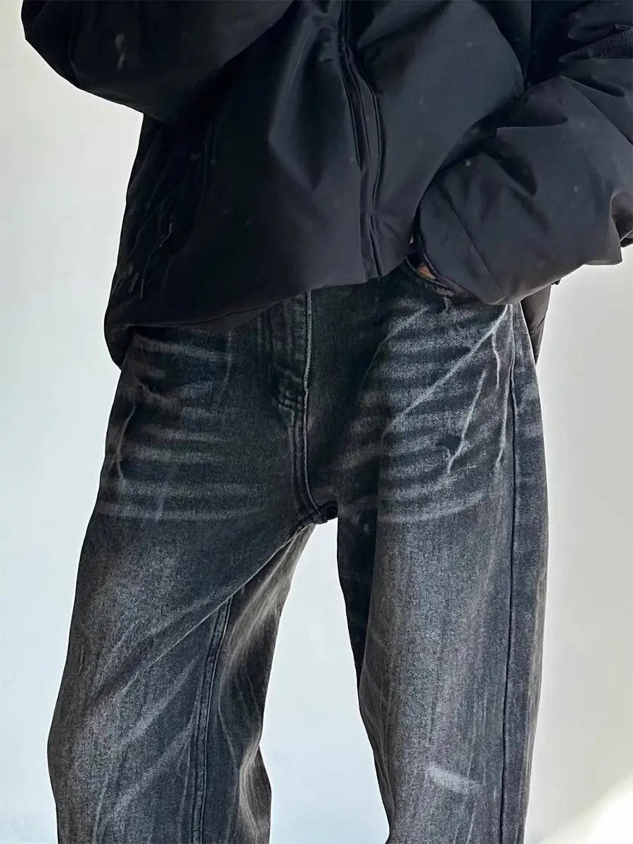 Japanese Brand Retro washed cat whisker lightning jeans Size US 30 / EU 46 - 4 Thumbnail