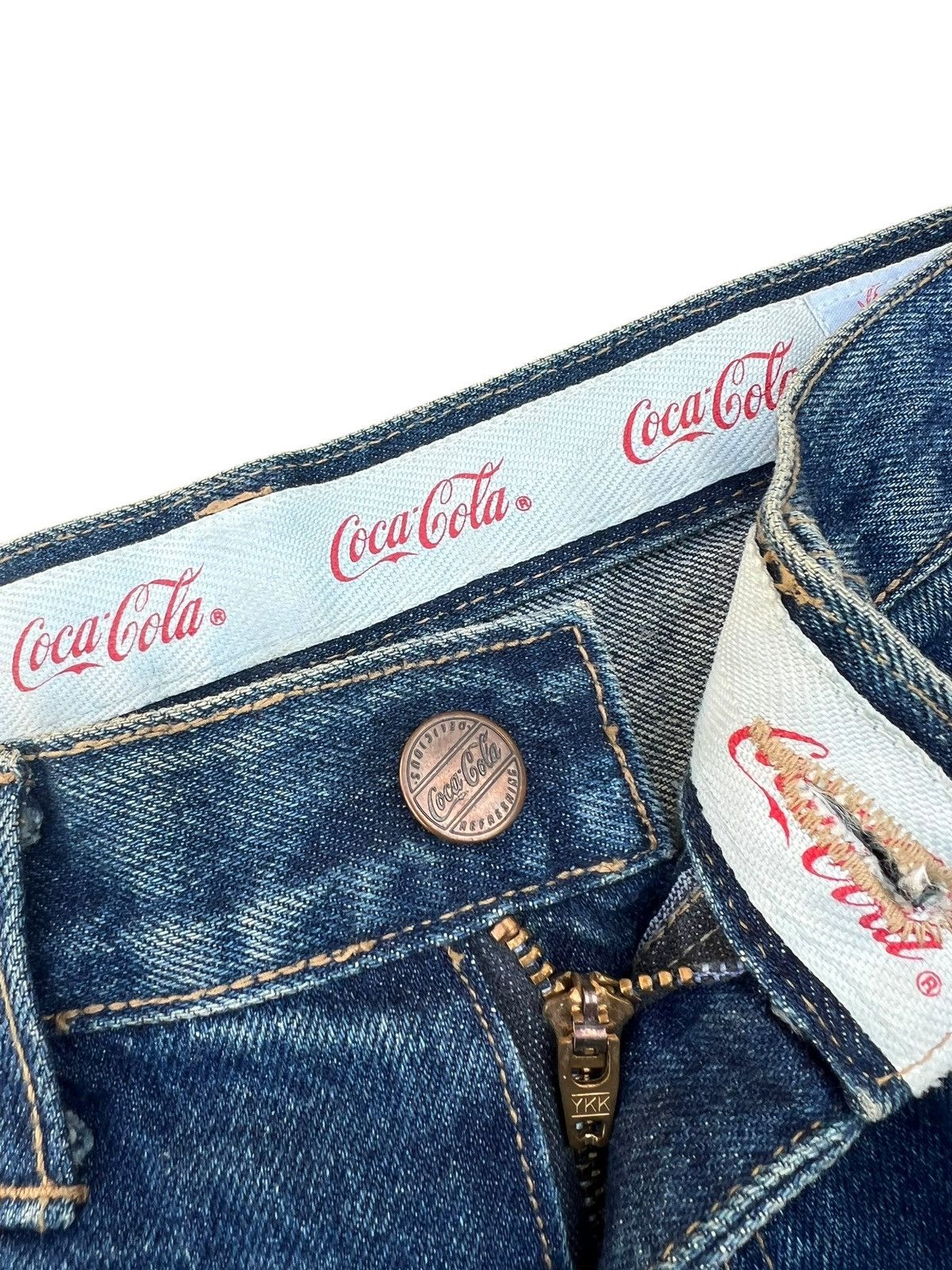 Coca Cola Vintage 90s Coca Cola Patchwork Denim Jeans Pant Size US 29 - 5 Thumbnail