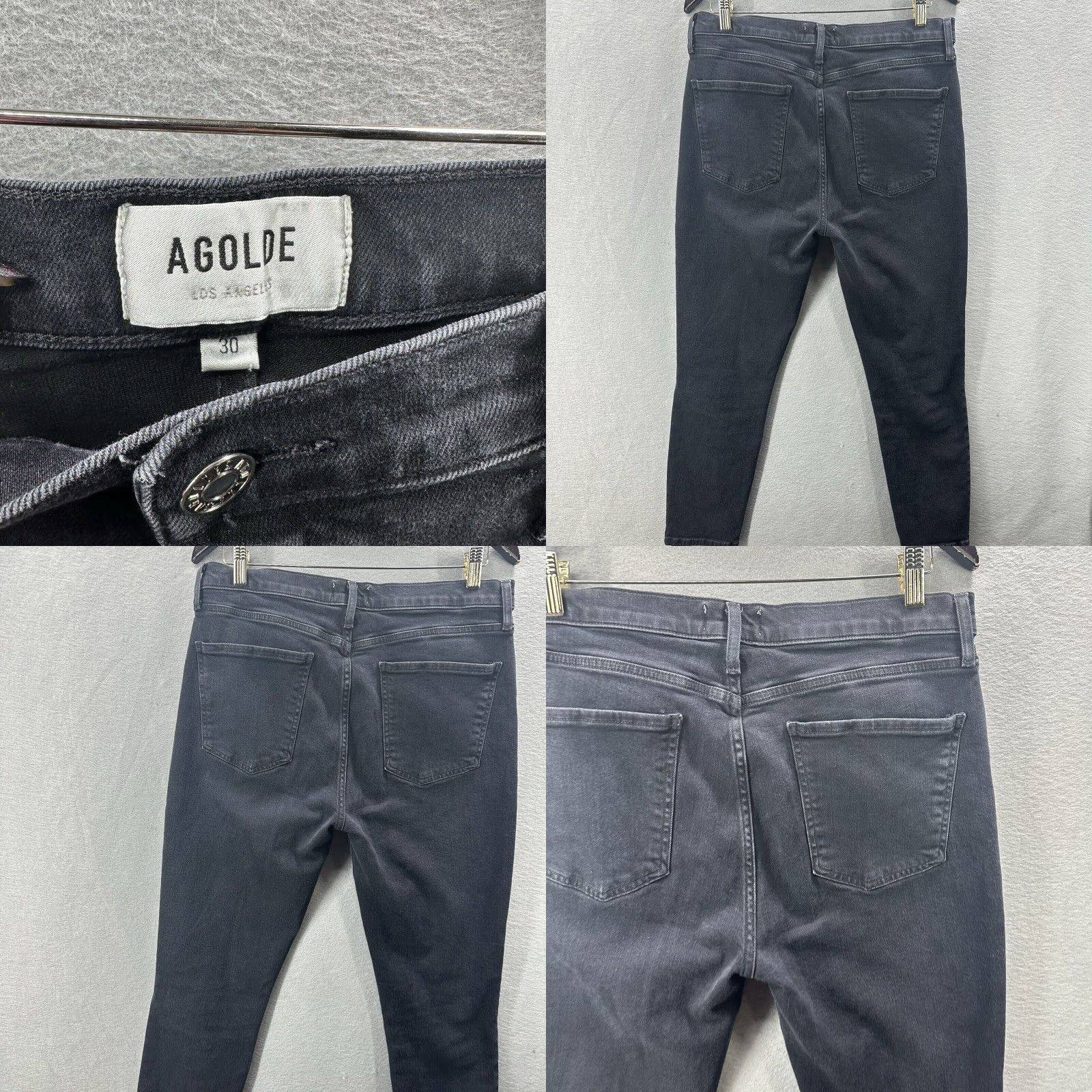 Agolde AGOLDE Jeans Womens 31 Black Nico Straight Leg High Rise Dark Wash Denim Quiet Shirt Jeans Women 31 Black 90s Size 24" / US 00 / IT 34 - 8 Thumbnail