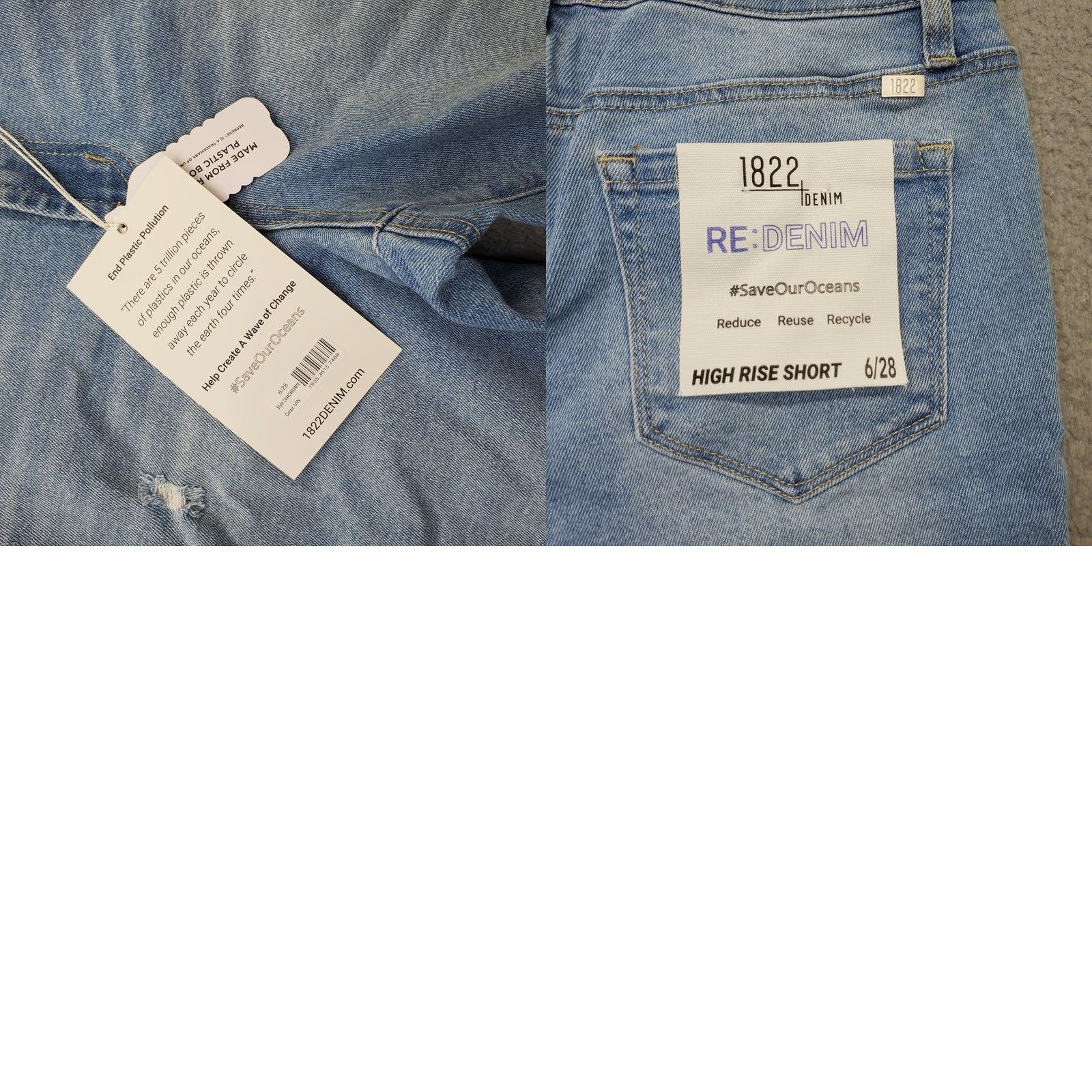 Vintage 1822 Denim Women's 6 Bermuda Shorts Blue 5-Pocket High Rise Mid Thigh Ripped Raw Hem Size 28" / US 6 / IT 42 - 8 Thumbnail
