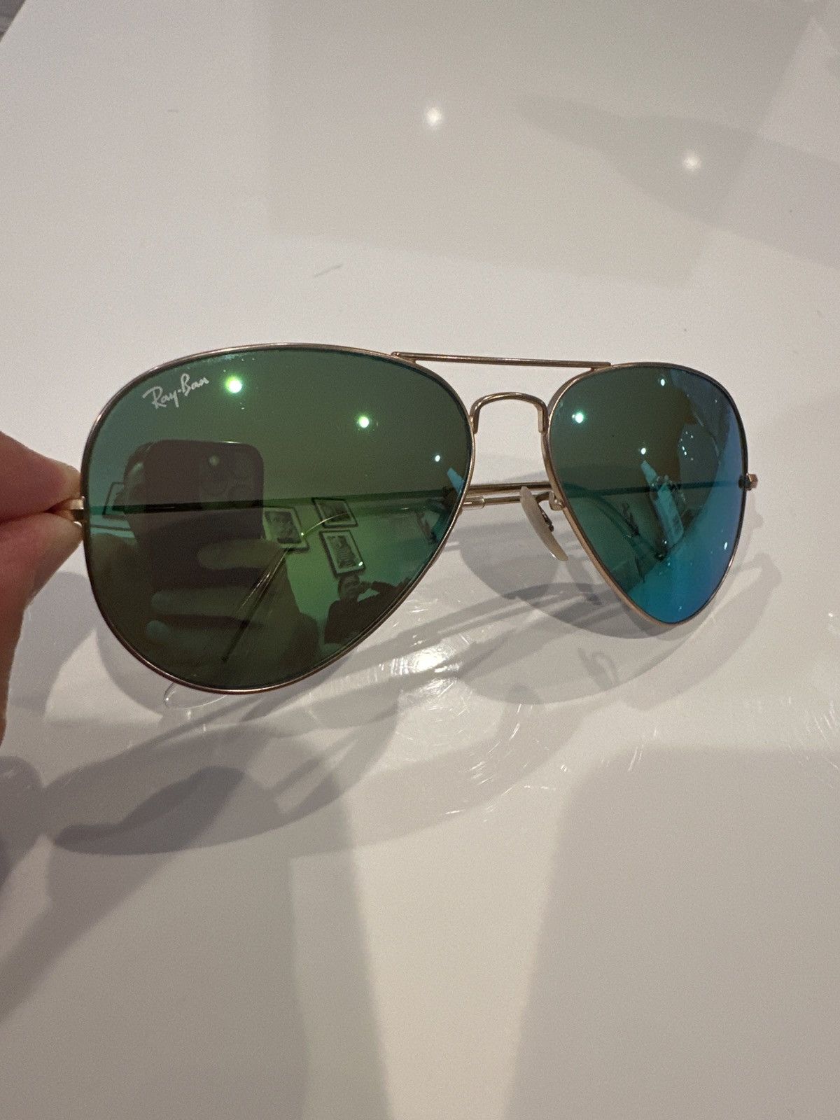 RayBan RAY BAN AVIATOR Green Blue Mirror Gold Frames Size ONE SIZE - 4 Thumbnail