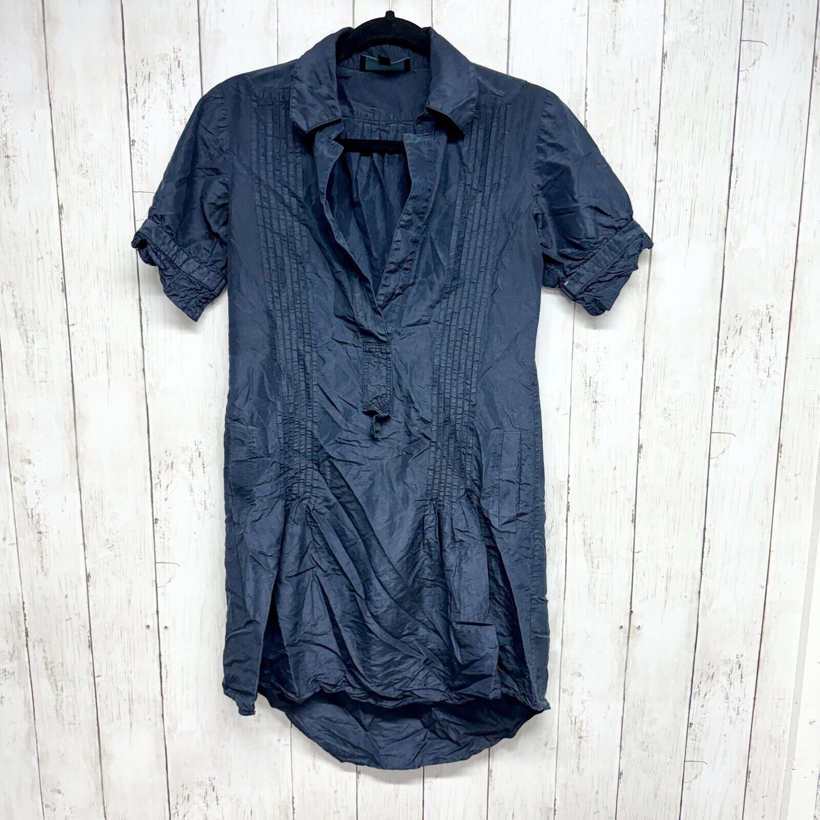 Cynthia Rowley Cynthia Rowley Dress XS Silk Navy Short Sleeve Deep VNeck Size XS / US 0-2 / IT 36-38 - 1 Thumbnail