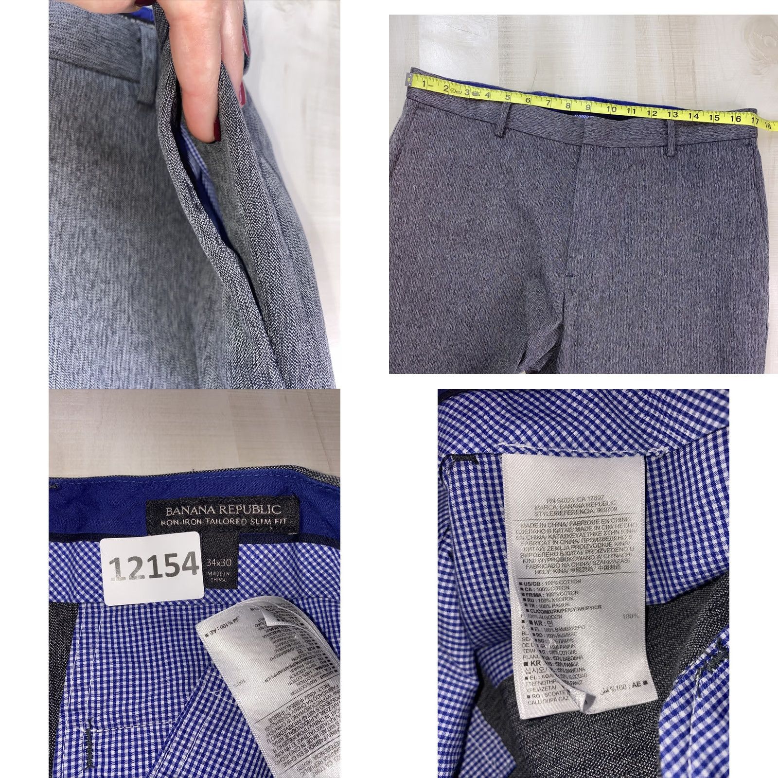 Banana Republic Banana Republic Men's Gray Dress Pants Slim Fit 34x30 Non Iron Tailored Flat Front Cuffed Inserts Pants 34 Regular None Size US 34 / EU 50 - 8 Thumbnail