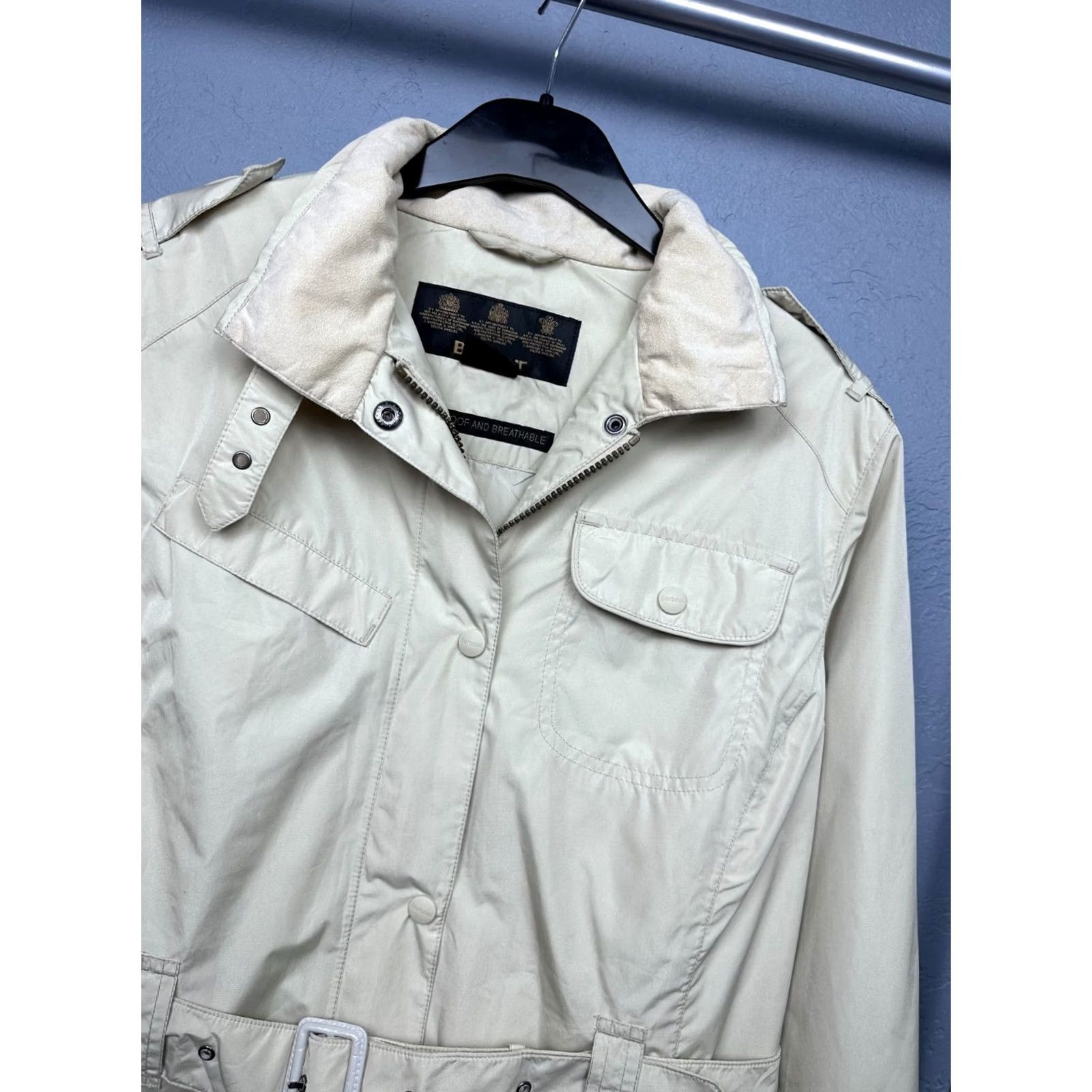 Barbour VINTAGE Barbour Amelia Jacket Womens Barbour Amelia UK 16 Beige XL Polyester Solid Long Sleeve Zip 2010s Womens Size XL / US 12-14 / IT 48-50 - 2 Thumbnail