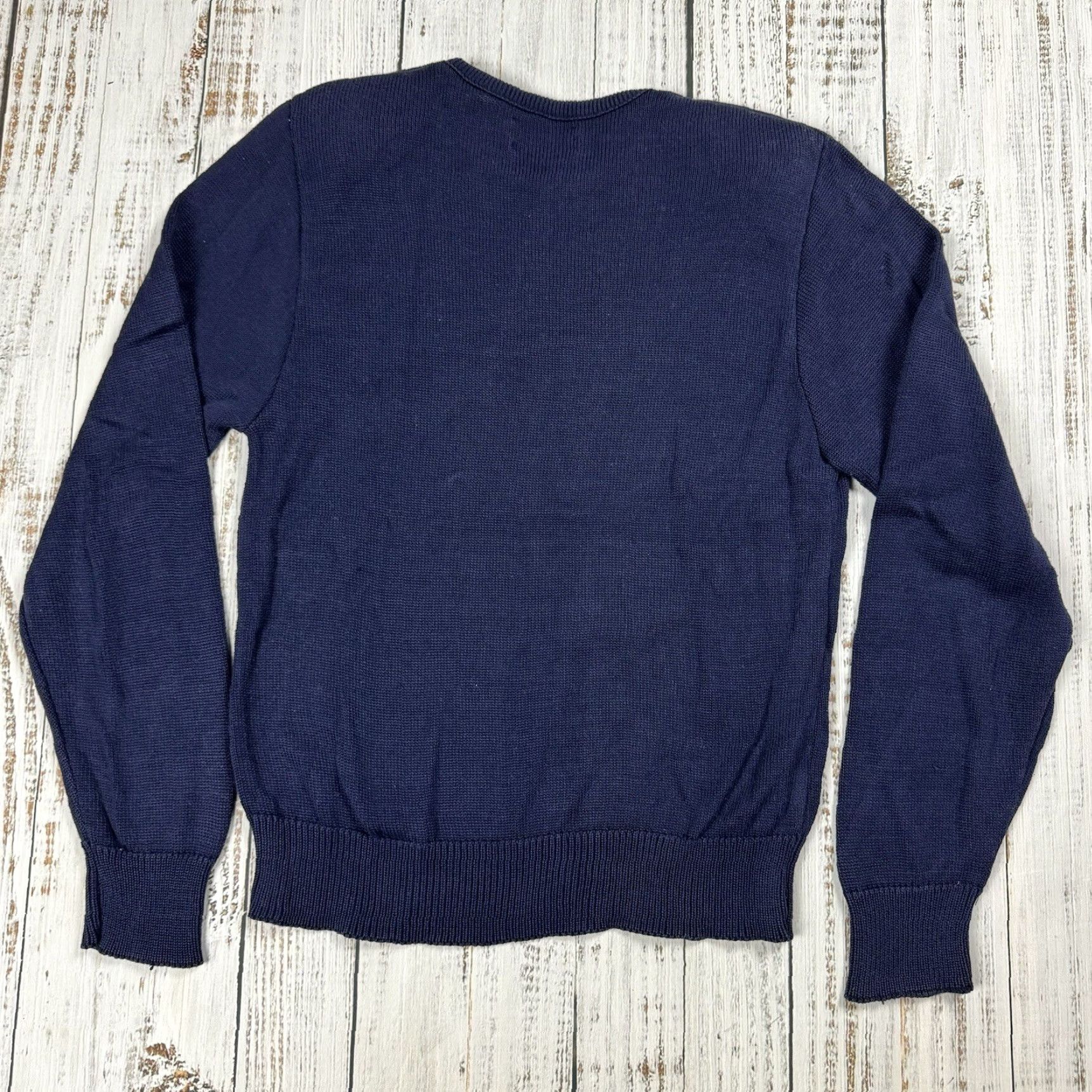 Vintage VINTAGE Herman Geist Sweater Women M Navy Embroidered Floral Knit Pullover 100% Cotton Castle Women Size M / US 6-8 / IT 42-44 - 6 Thumbnail