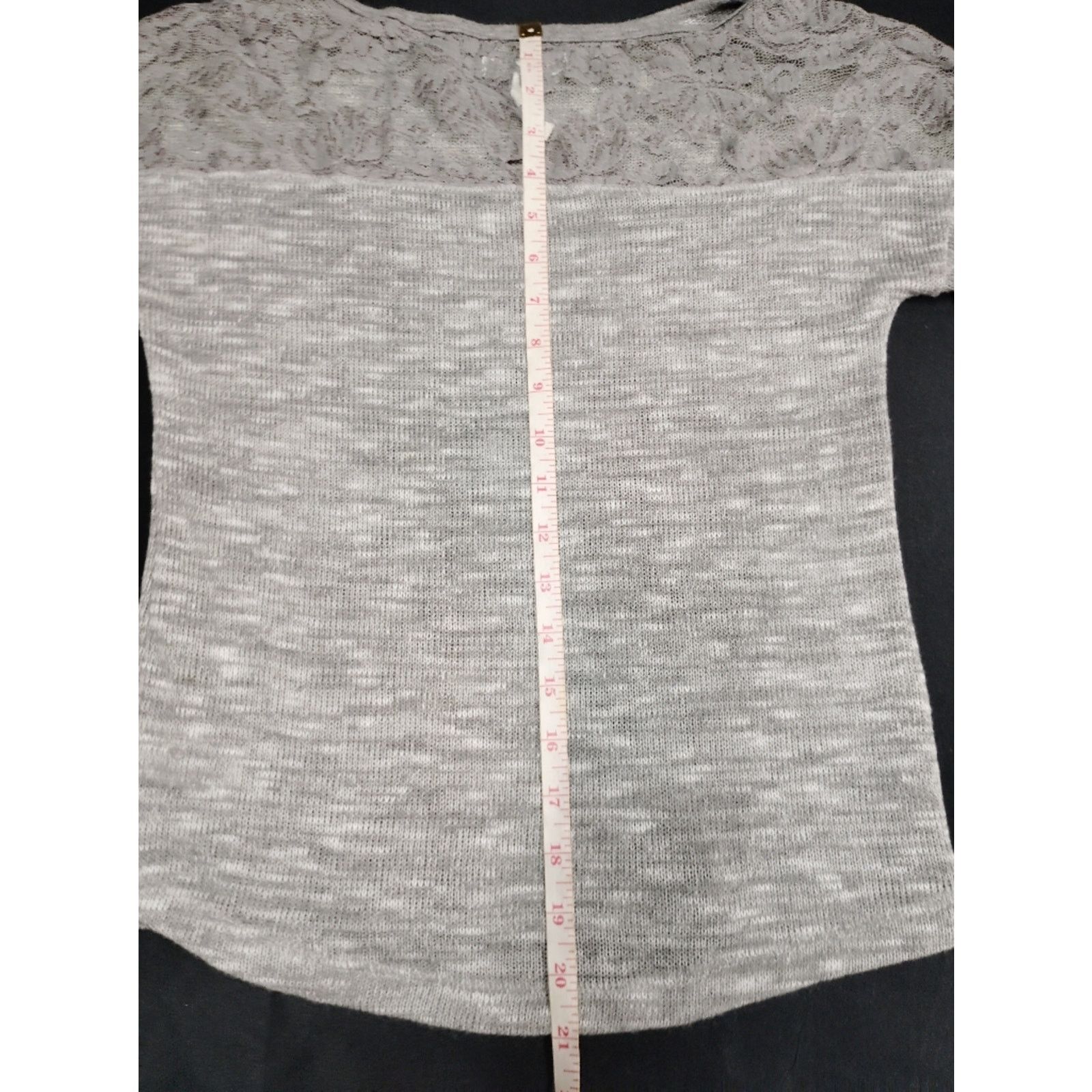 Aeropostale Aeropostale Gray Lace Back Long Sleeve Size S / US 4 / IT 40 - 6 Thumbnail