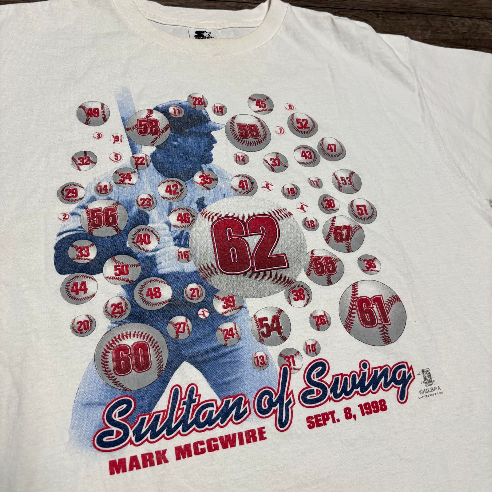 MLB × Starter × Vintage Vintage Mark Mcgwire White Starter Tee 1998 Size US XL / EU 56 / 4 - 2 Thumbnail