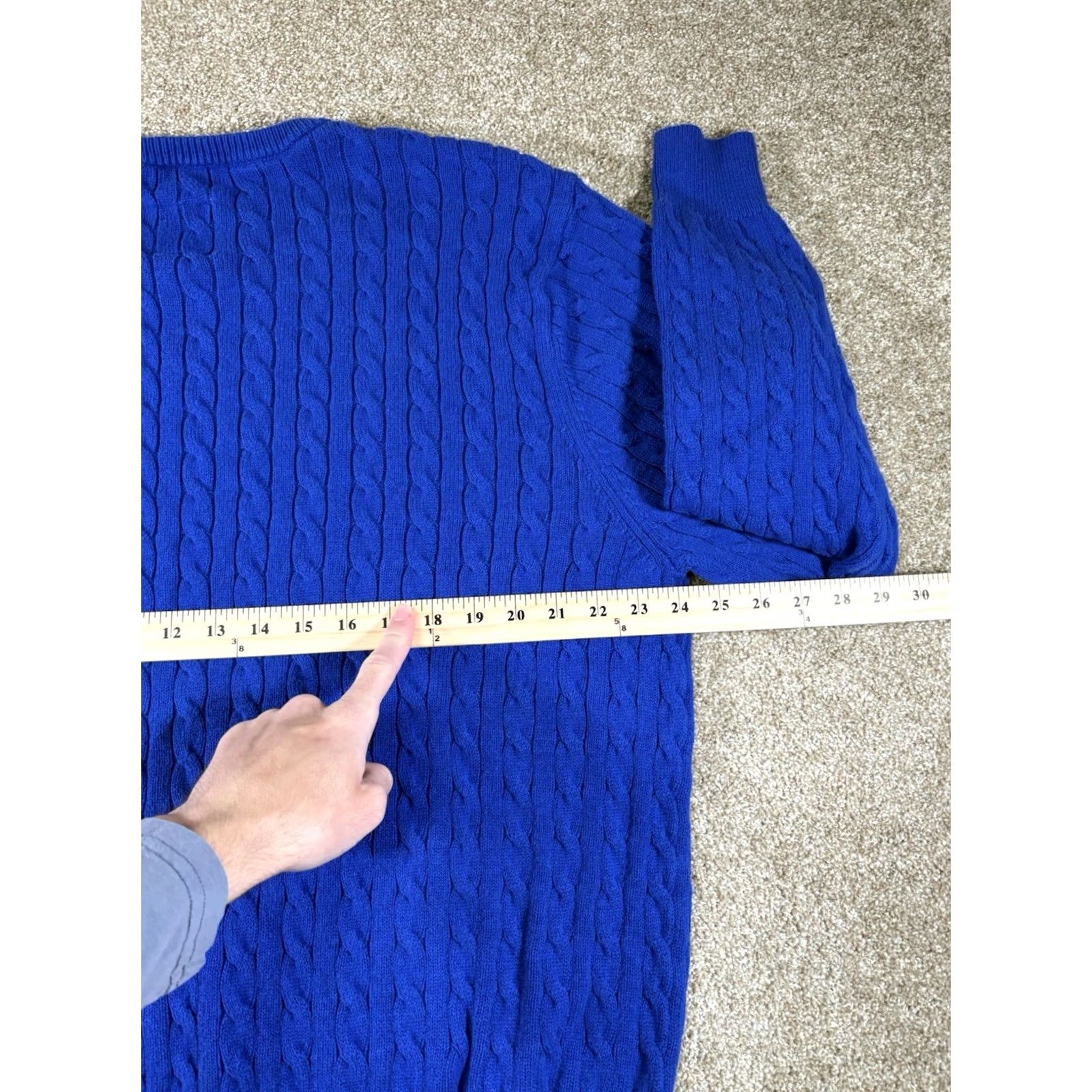 Vintage St. John's Bay Sweater Mens XL Blue Cable Knit Crewneck Pullover Size US XL / EU 56 / 4 - 8 Thumbnail