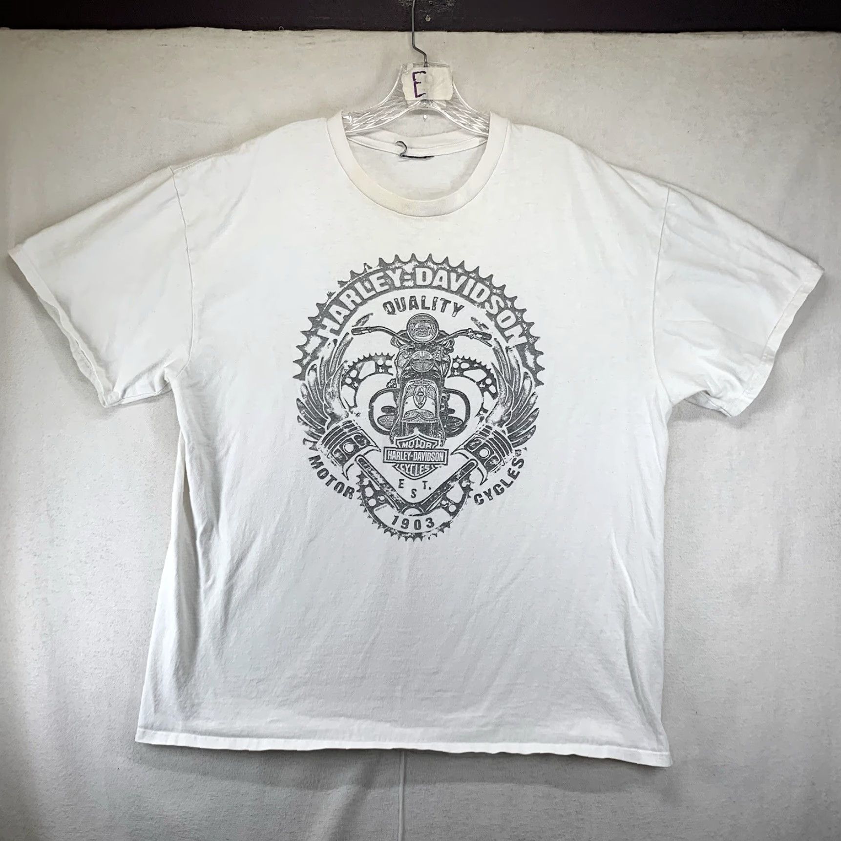 Harley Davidson Harley-Davidson Men T-Shirt Large White Biker Motorcycle Coal Miner 2000s Y2K Size US L / EU 52-54 / 3 - 3 Thumbnail