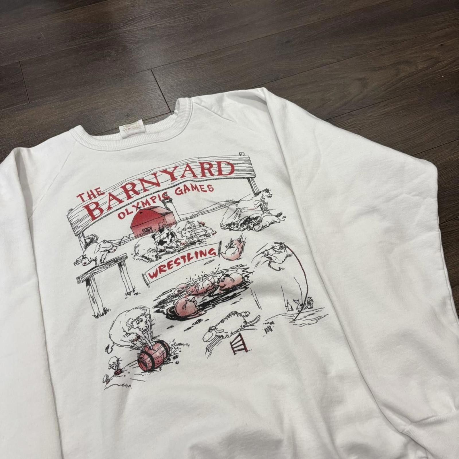 Fruit Of The Loom vintage barnyard Olympic Games wrestling crewneck sweatshirt Size US XL / EU 56 / 4 - 1 Thumbnail
