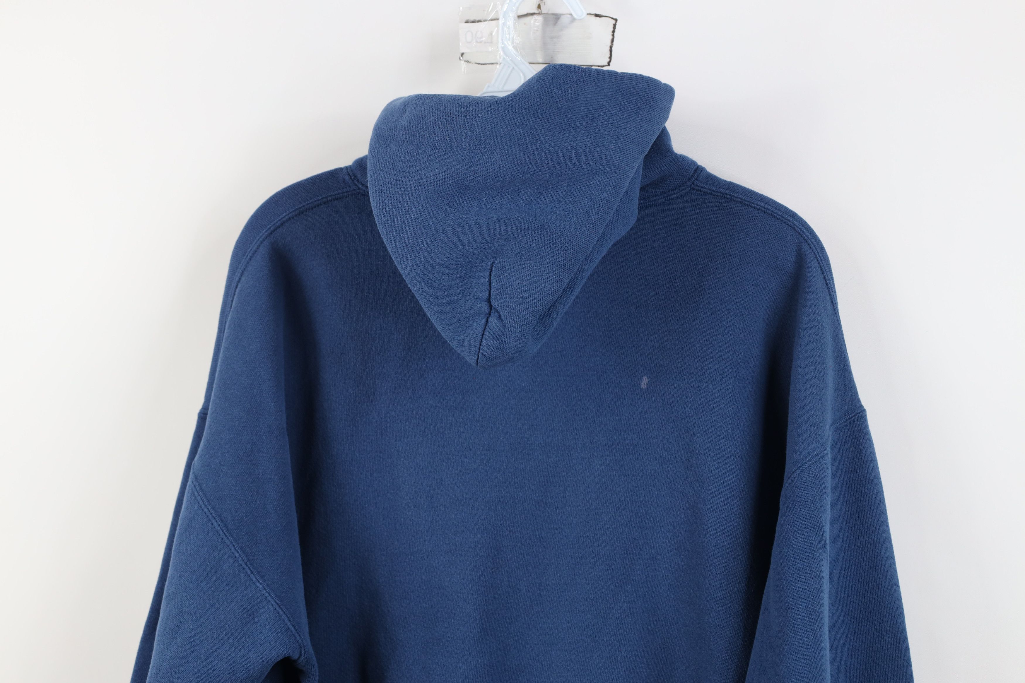 Vintage Vintage 90s Streetwear Blank Boxy Fit Hoodie Sweatshirt Blue Size L / US 10 / IT 46 - 15 Thumbnail