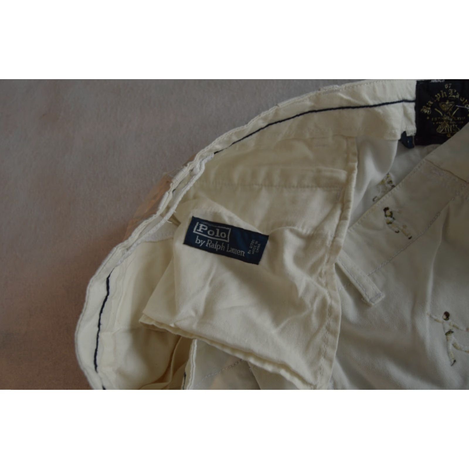Polo Ralph Lauren VINTAGE Polo Ralph Lauren Mens Chino Shorts Embroidered Sports Players 40 White Cotton Spandex Canvas Flat Front Classic Fit Casual Travel Size US L / EU 52-54 / 3 - 7 Thumbnail