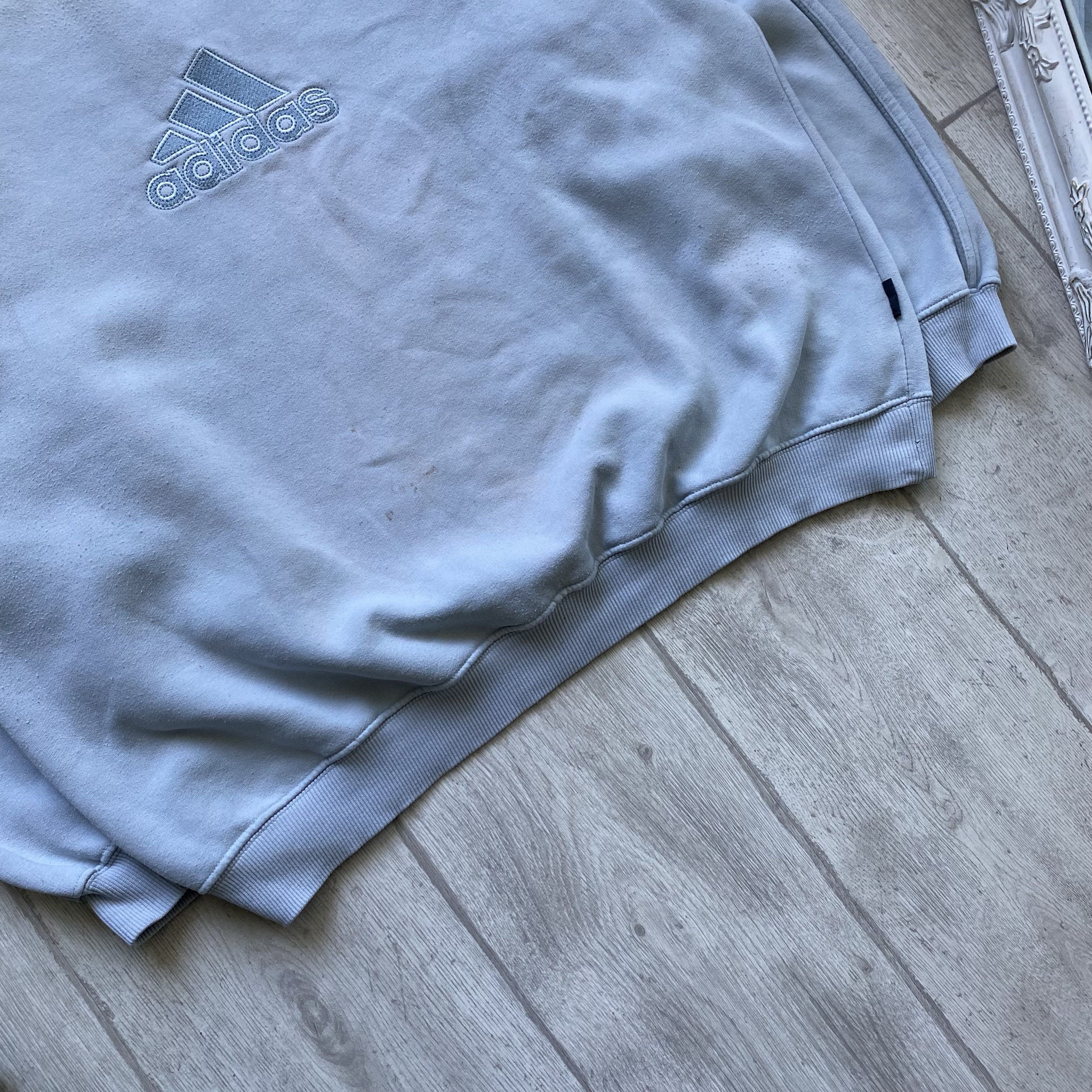 Adidas 🩶 Vintage 90s Adidas Center logo boxy sweatshirt Trashed Size US L / EU 52-54 / 3 - 3 Thumbnail