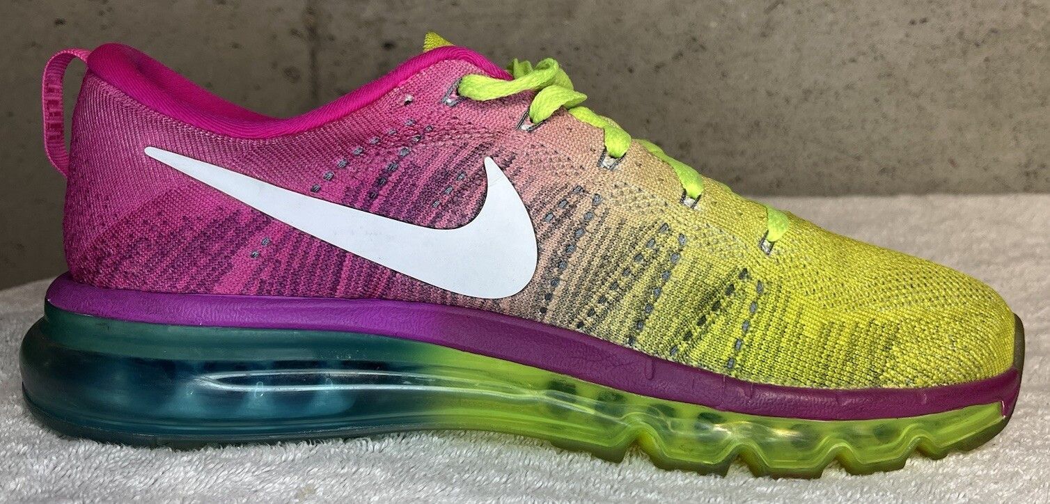 Nike Nike Air Max Flyknit ID Pink Lime-Green Blue Running Sz 8.5 Size US 8.5 / EU 41-42 - 4 Thumbnail