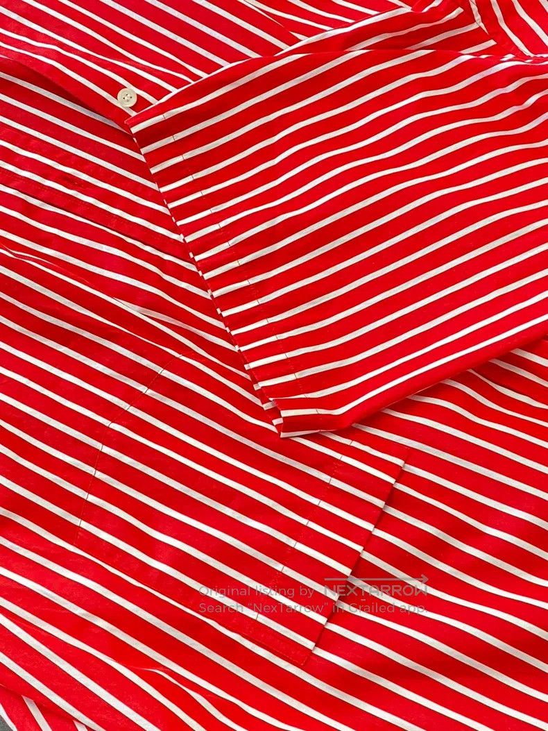Balenciaga Balenciaga Red and White Striped Cotton Shirt Size XXS / US 00 / IT 34 - 4 Thumbnail