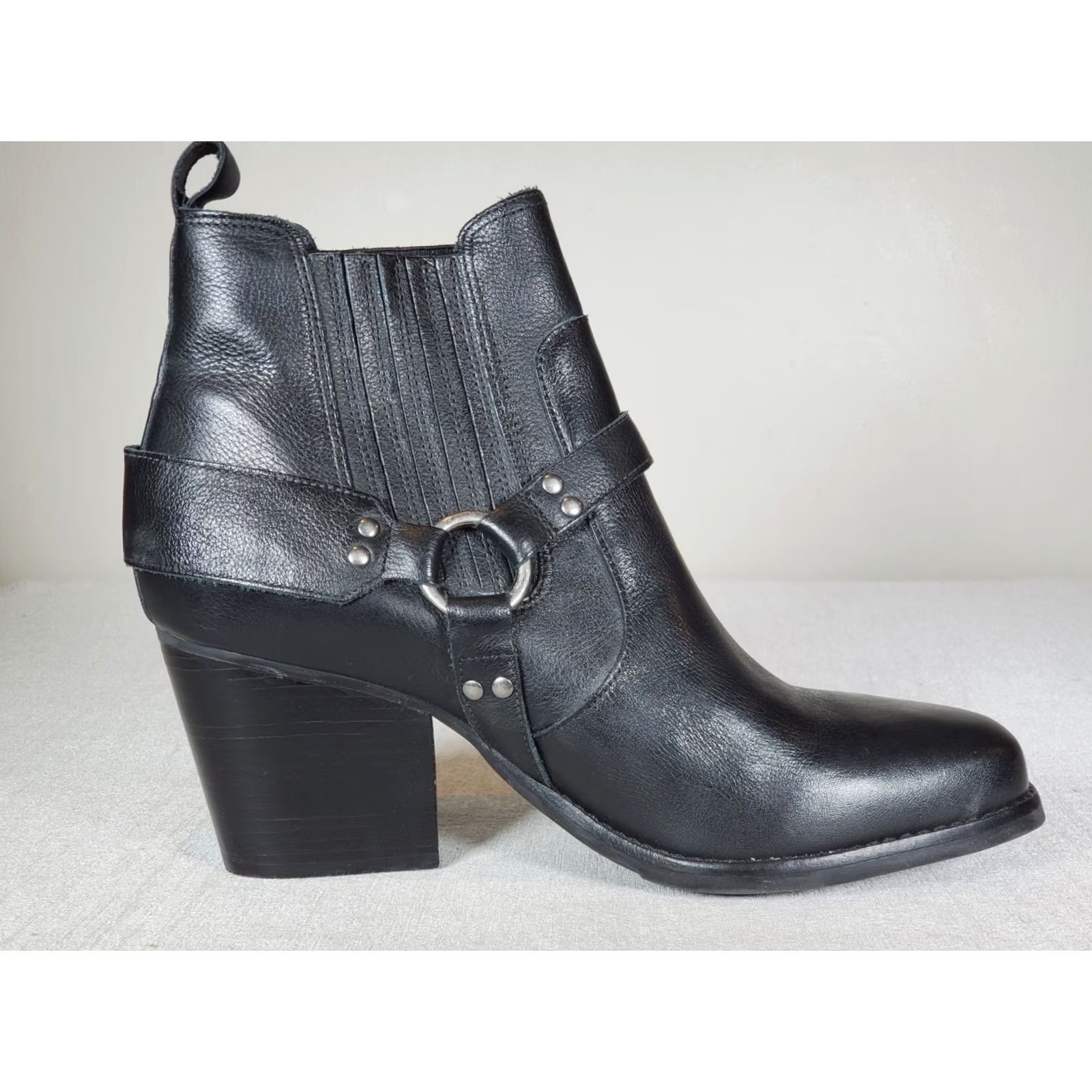 Matisse VINTAGE Matisse Jasmin Square Toe Ankle Boots Black Leather Harness Women's US 10 New Size US 10 / IT 40 - 4 Thumbnail