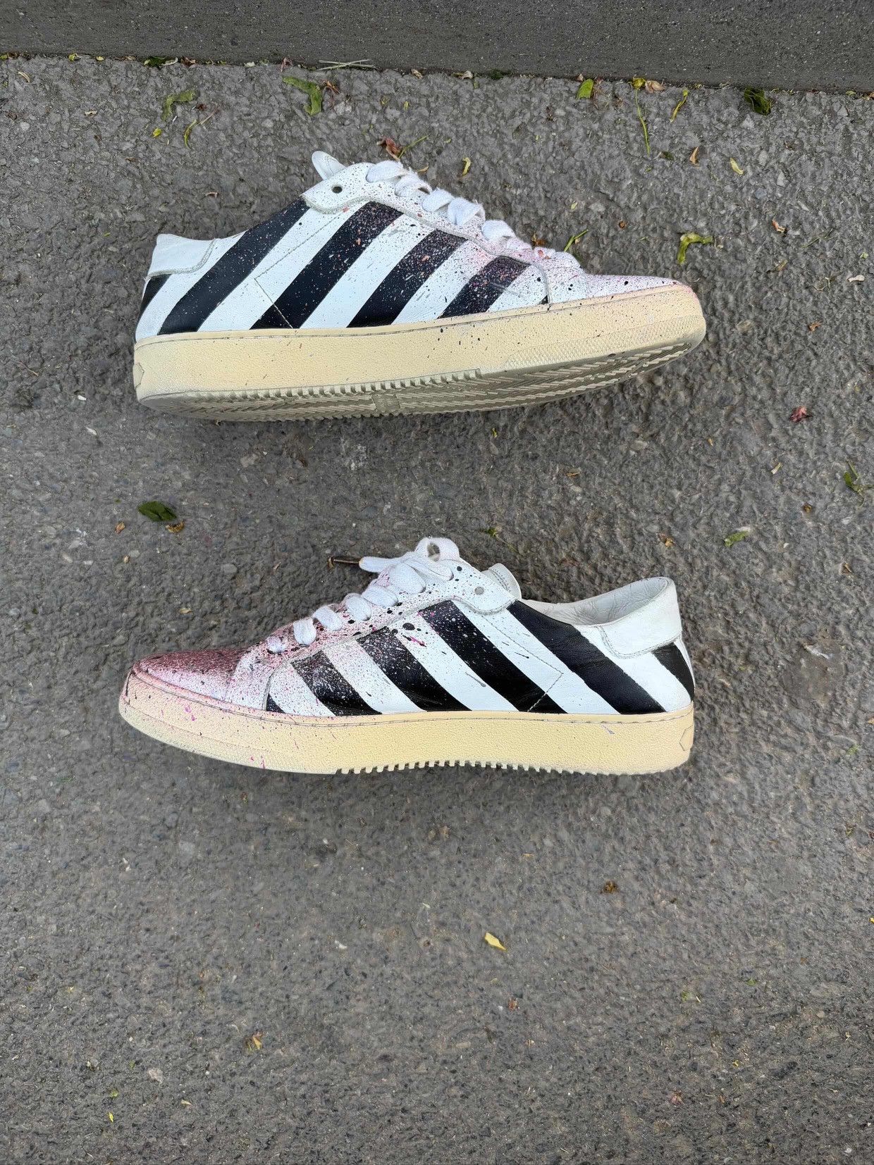 Off-White Off White White & Black Diagonal classic Sneakers Size US 8 / IT 38 - 2 Thumbnail
