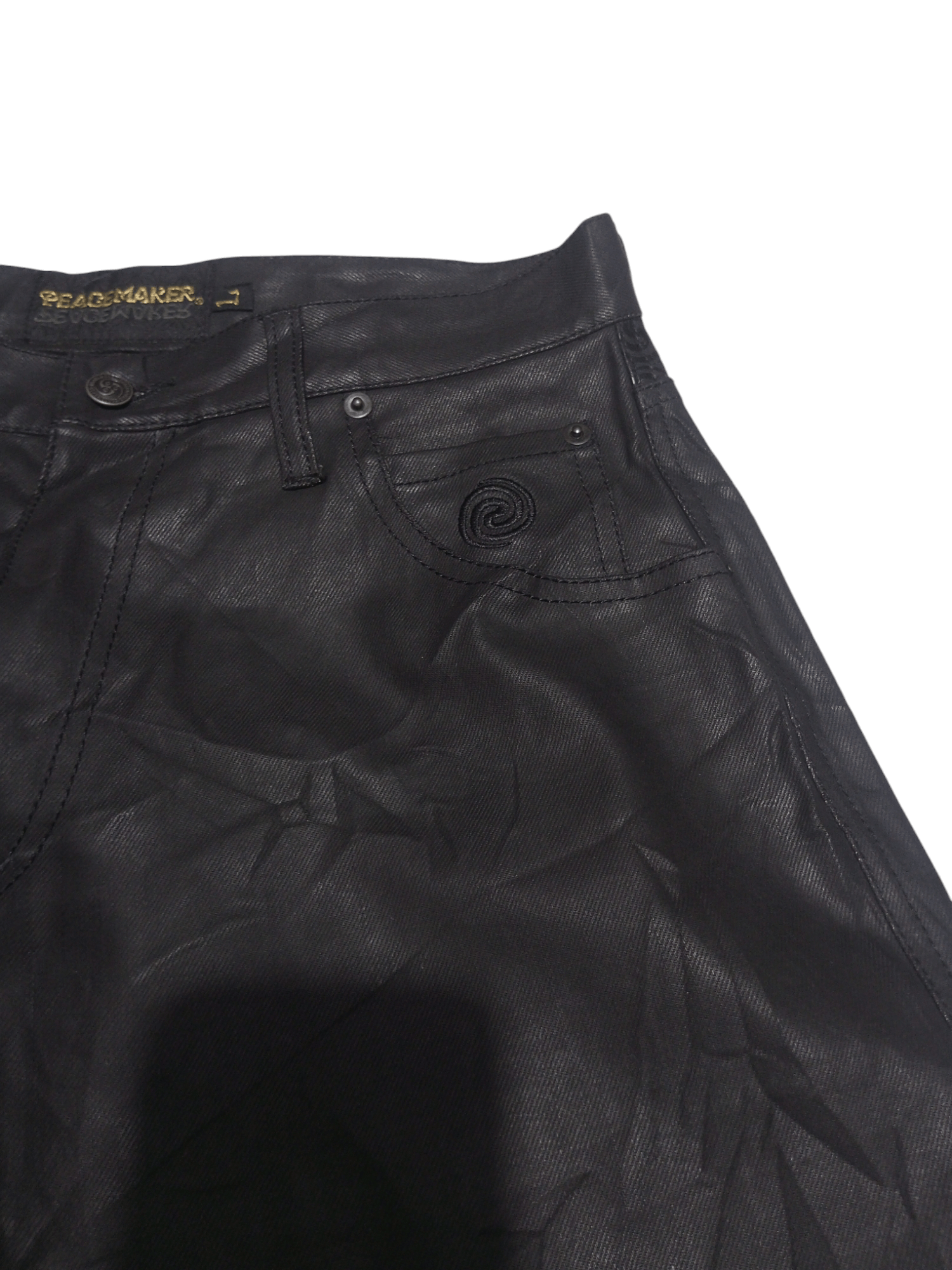 20471120 Vintage peacemaker tribal black on black wax denim Size US 29 - 6 Thumbnail