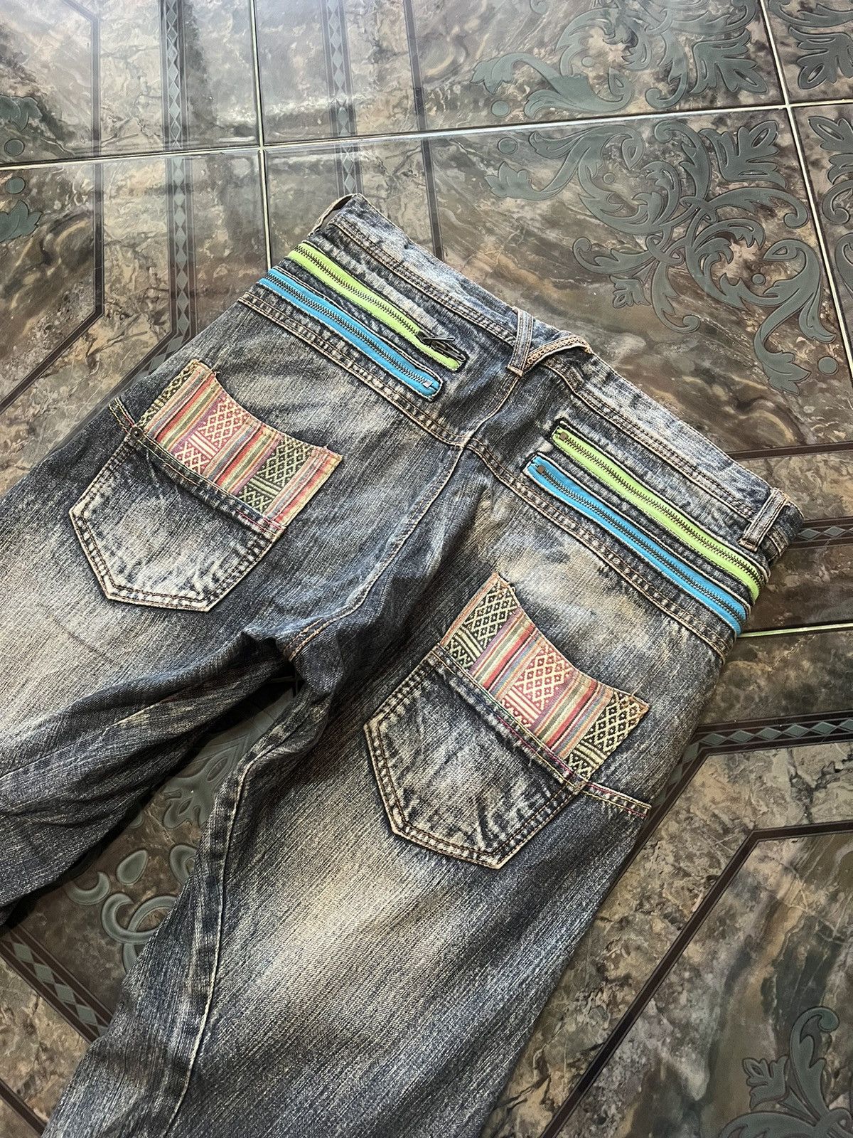 Japanese Brand SICK💥BREATHMINT NAVAJO DISTRESSED DENIM PANT Size US 32 / EU 48 - 8 Thumbnail