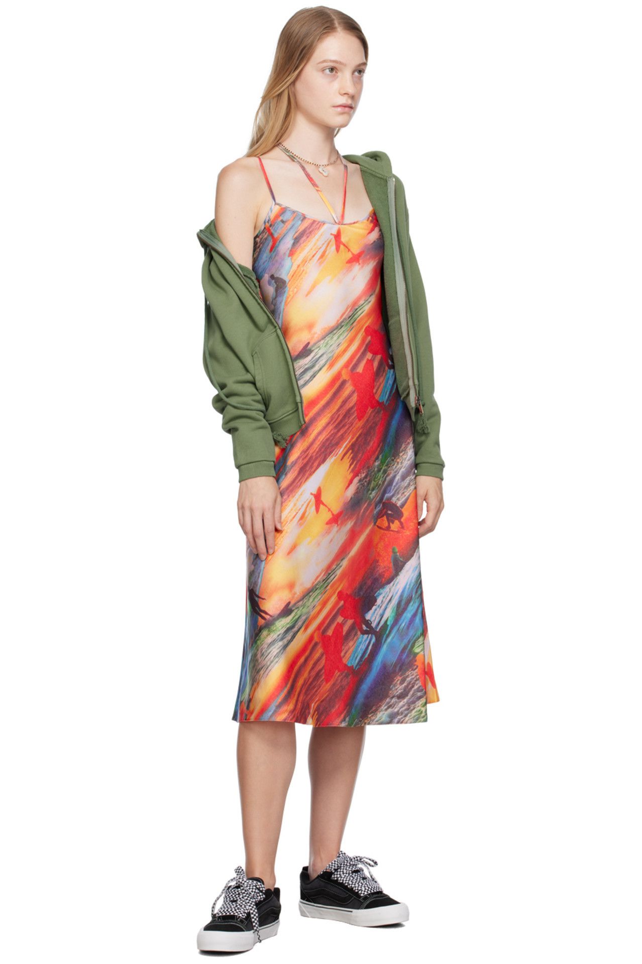 ERL $585 NWT ERL Surf Print Red Sunset Midi Dress Size M / US 6-8 / IT 42-44 - 4 Thumbnail