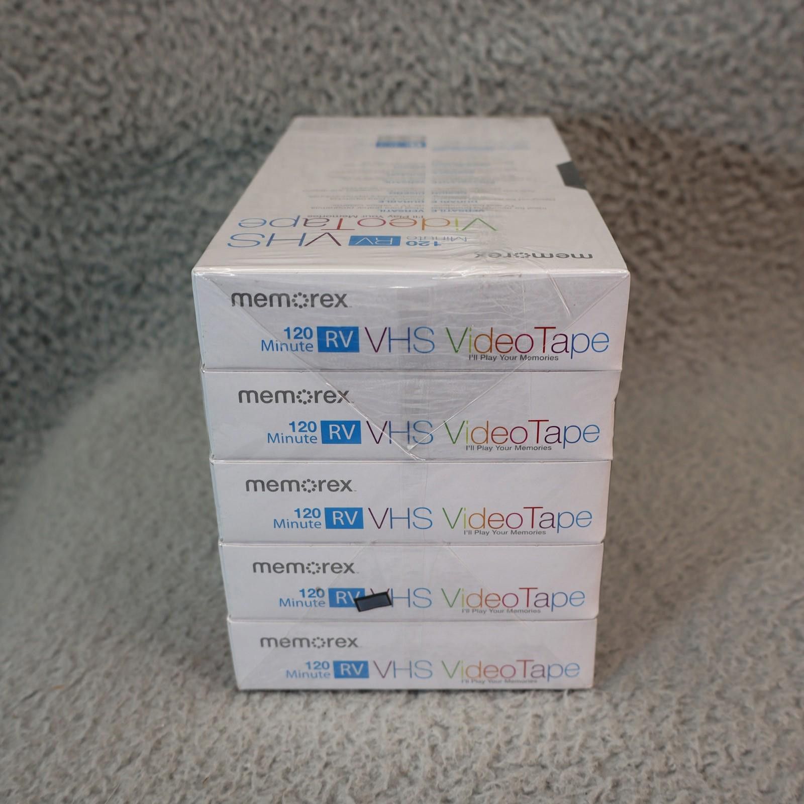Other Pack 5 Memorex 120 Minutes VHS RV Blank Video Tapes Sealed Size ONE SIZE - 3 Thumbnail