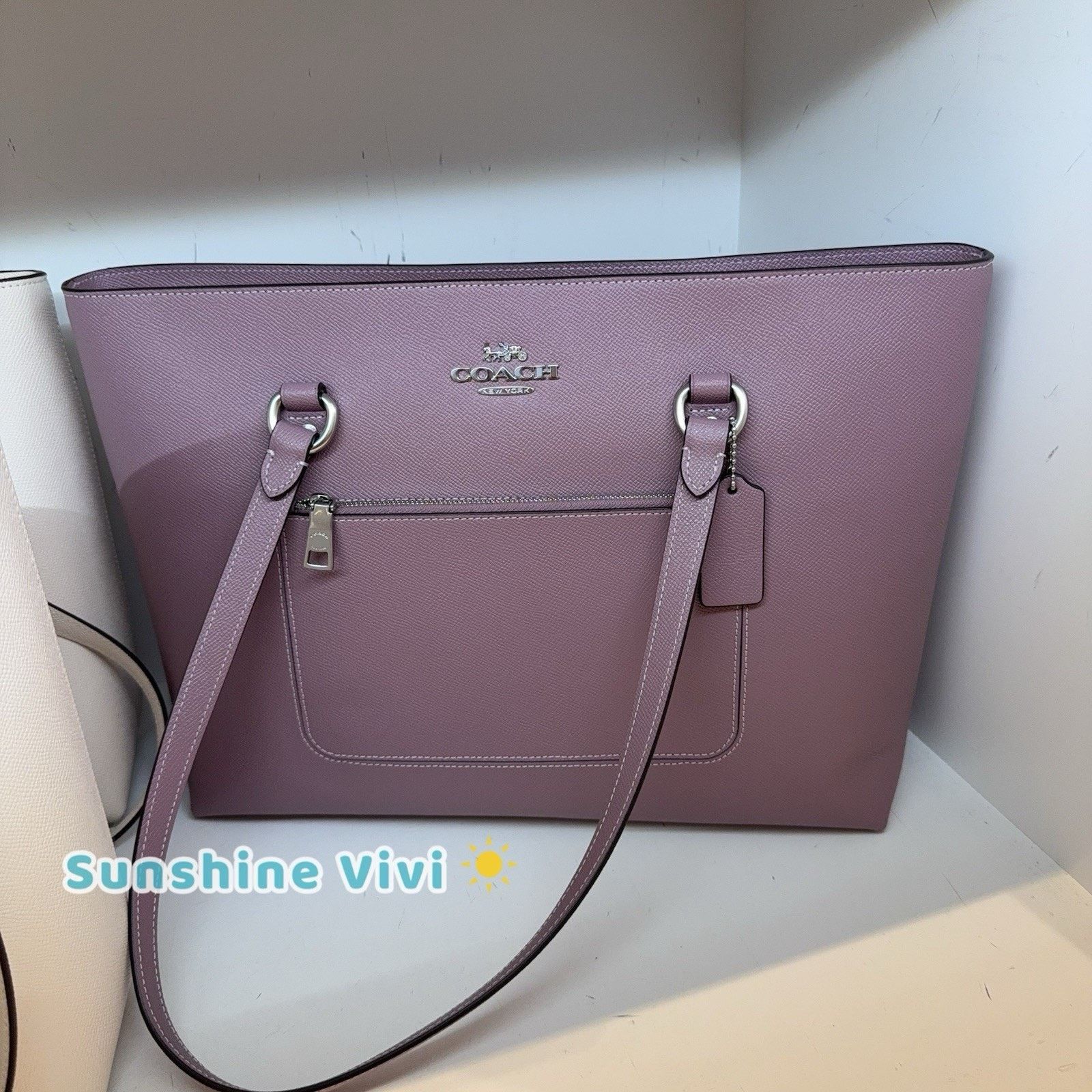NWT COACH CCD71 Station Tote Bag leather Silver JASMINE