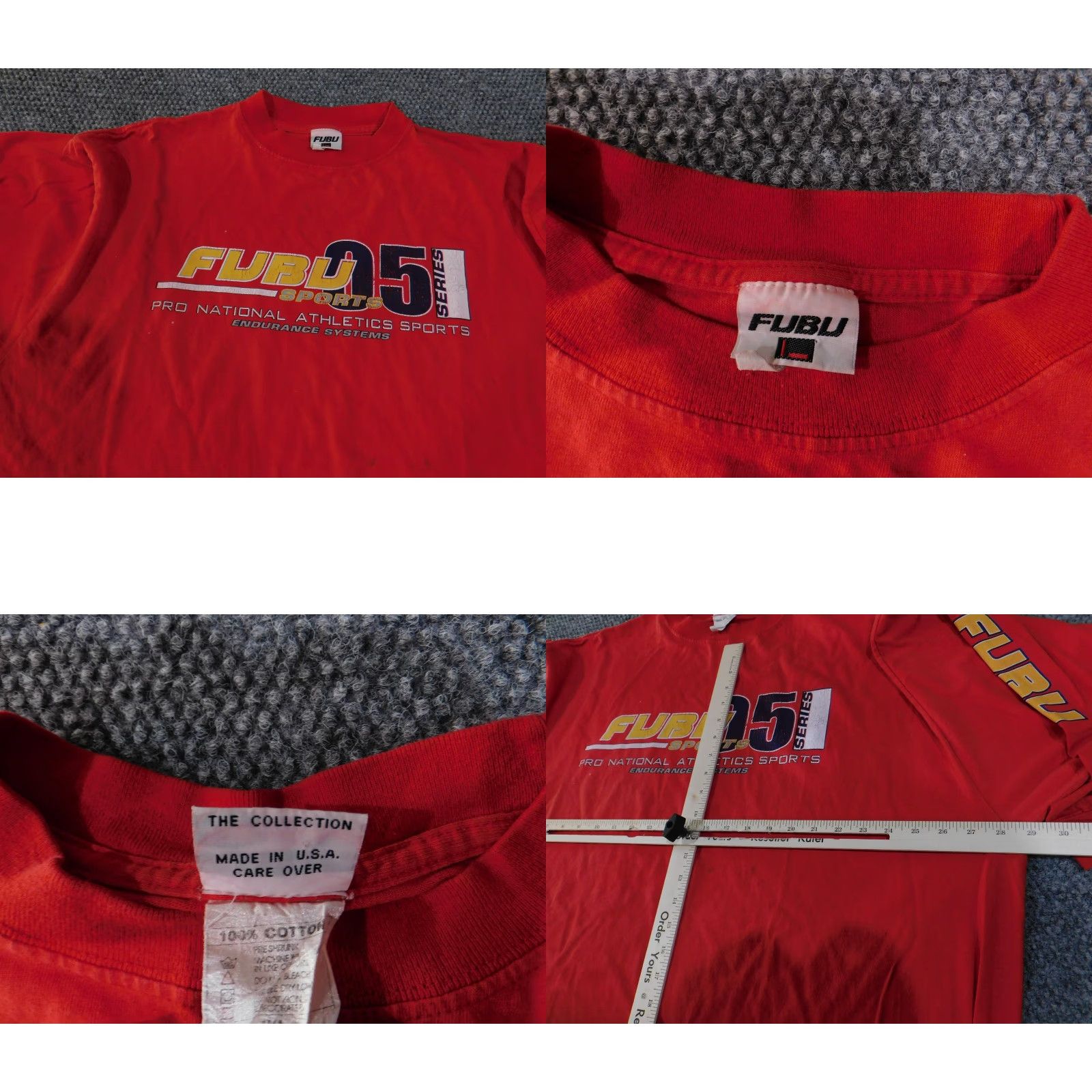 Fubu VINTAGE FUBU Shirt Mens 2XL Red 90s USA Pro National Athletics Sports Graphic Print Crew Neck Long Sleeve Hip Hop Streetwear Default Size US XL / EU 56 / 4 - 9 Thumbnail